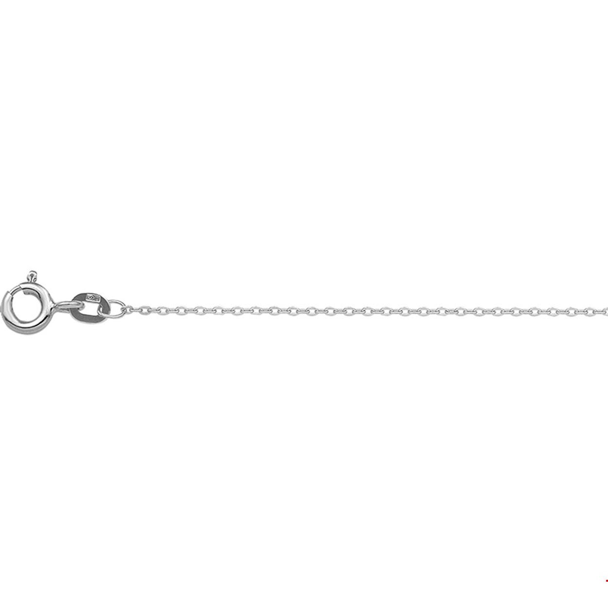 Witgouden collier met anker schakel. 
Breedte: 1 mm
Langste lengte: 42 mm