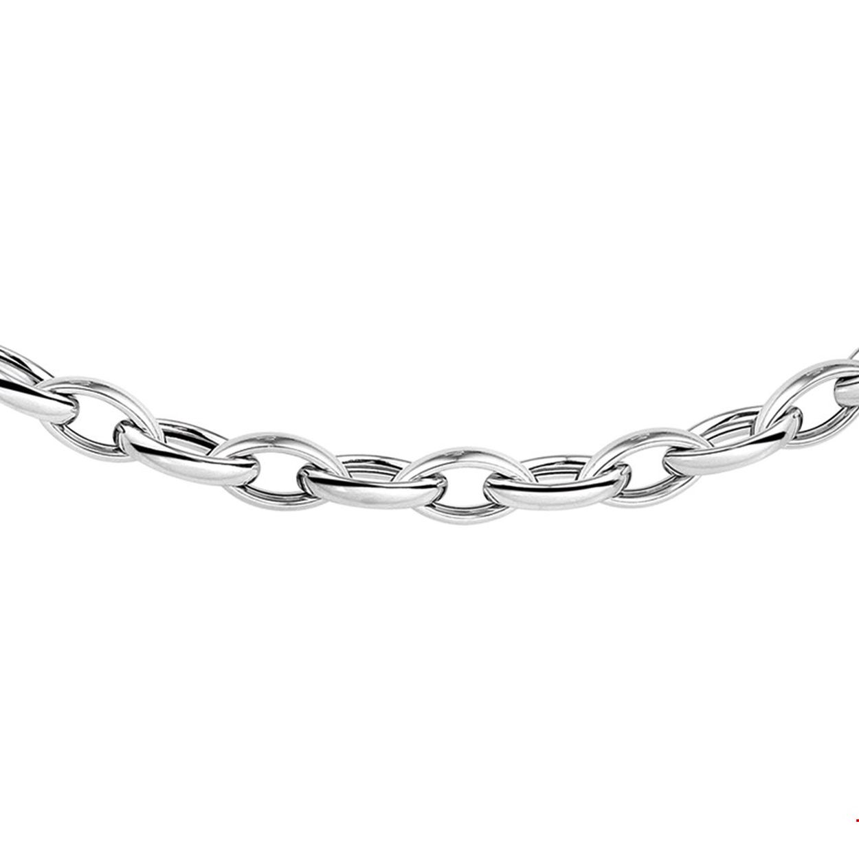 14 karaats witgouden collier met ronde schakels Breedte: 6 mm Langste lengte: 45 mm met karabijn sluiting.