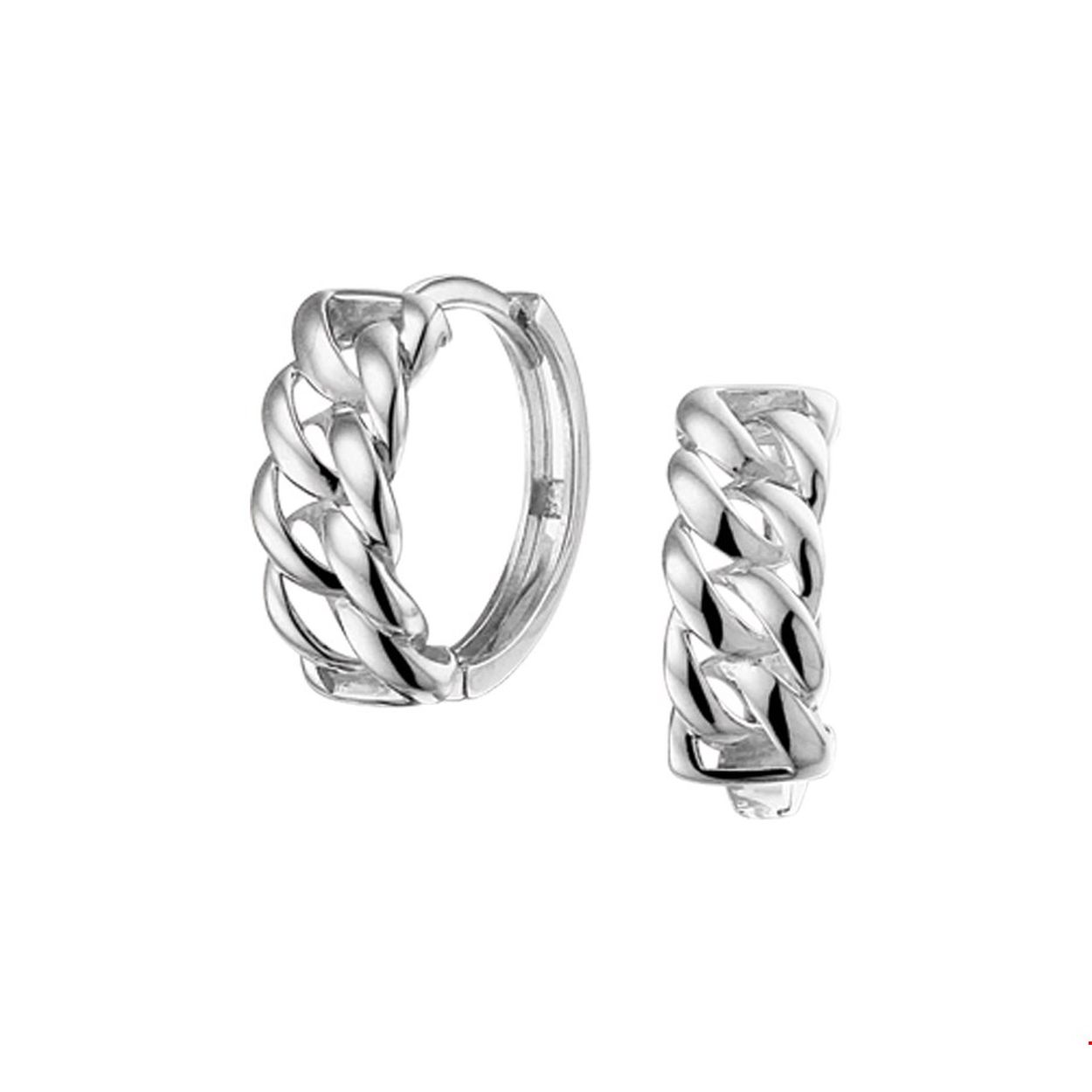 Deze witgouden klapoorringen met schakelmotief hebben een luxe uitstraling. De klapoorringen hebben een diameter van 14mm en een breedte van 5mm. Tip: Leuk om te combineren met een armband of collier met bijpassende schakel die wij in verschillende lengtes en breedtes in onze collectie hebben!.