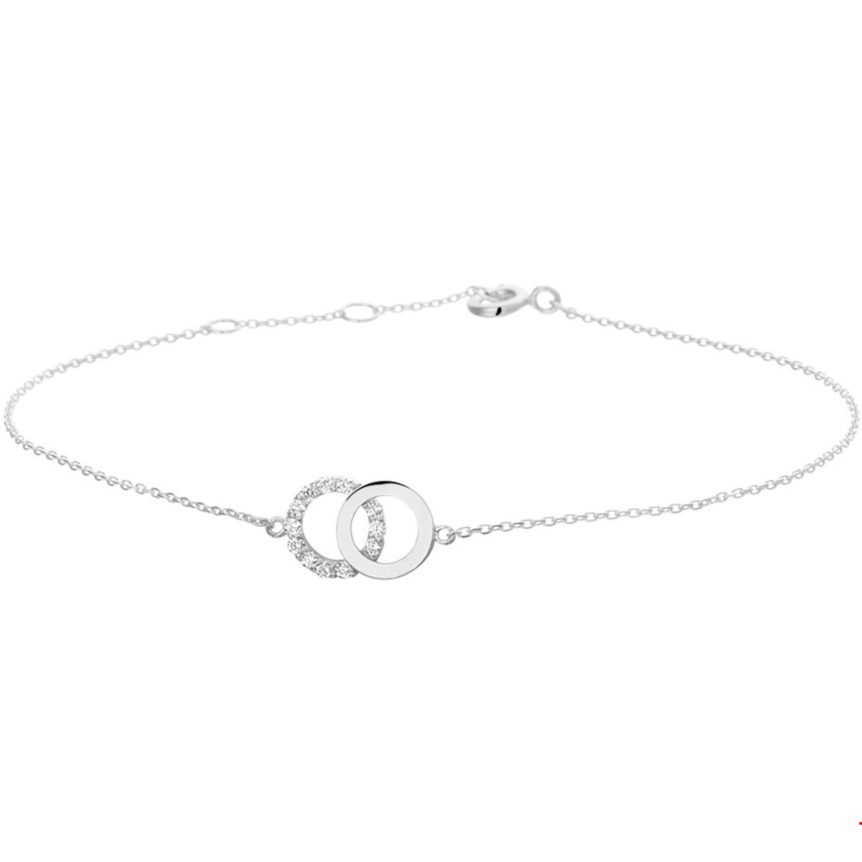 Schitterende witgouden anker armband uitgevoerd met een chique rijzetting van zirkonia. Met draaglengtes van 16.5 - 17.5 en 18.5 cm.De anker schakel heeft een breedte van 0.8mm en de rondjes hebben een afmeting van 7.5 x 11mm. Tip: Deze armband is perfect te combineren met bijpassende sieraden uit onze collectie neem eens een kijkje!