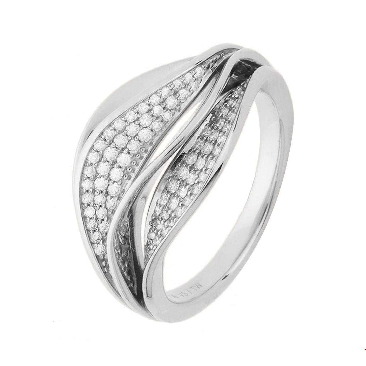 14kt. Witgouden ring met pavé briljant, 0.38ct VSI

Gender: dames
Ringmaat: 17.25 mm (54)
Breedte: 12.5 mm
Zetting: pave