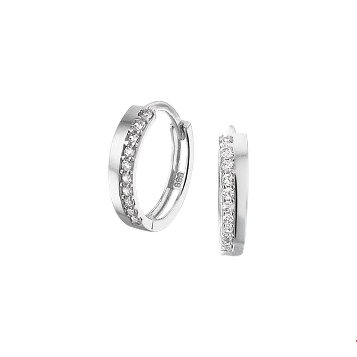 Chique witgouden klapoorringen met een luxe rijzetting van zirkonia. De klapoorringen hebben een diameter van 12mm en een breedte van 2.5mm. De klapoorringen zijn uitgevoerd met een stevige scharnier sluiting. De klapoorringen zijn perfect om te combineren met andere witgouden sieraden.