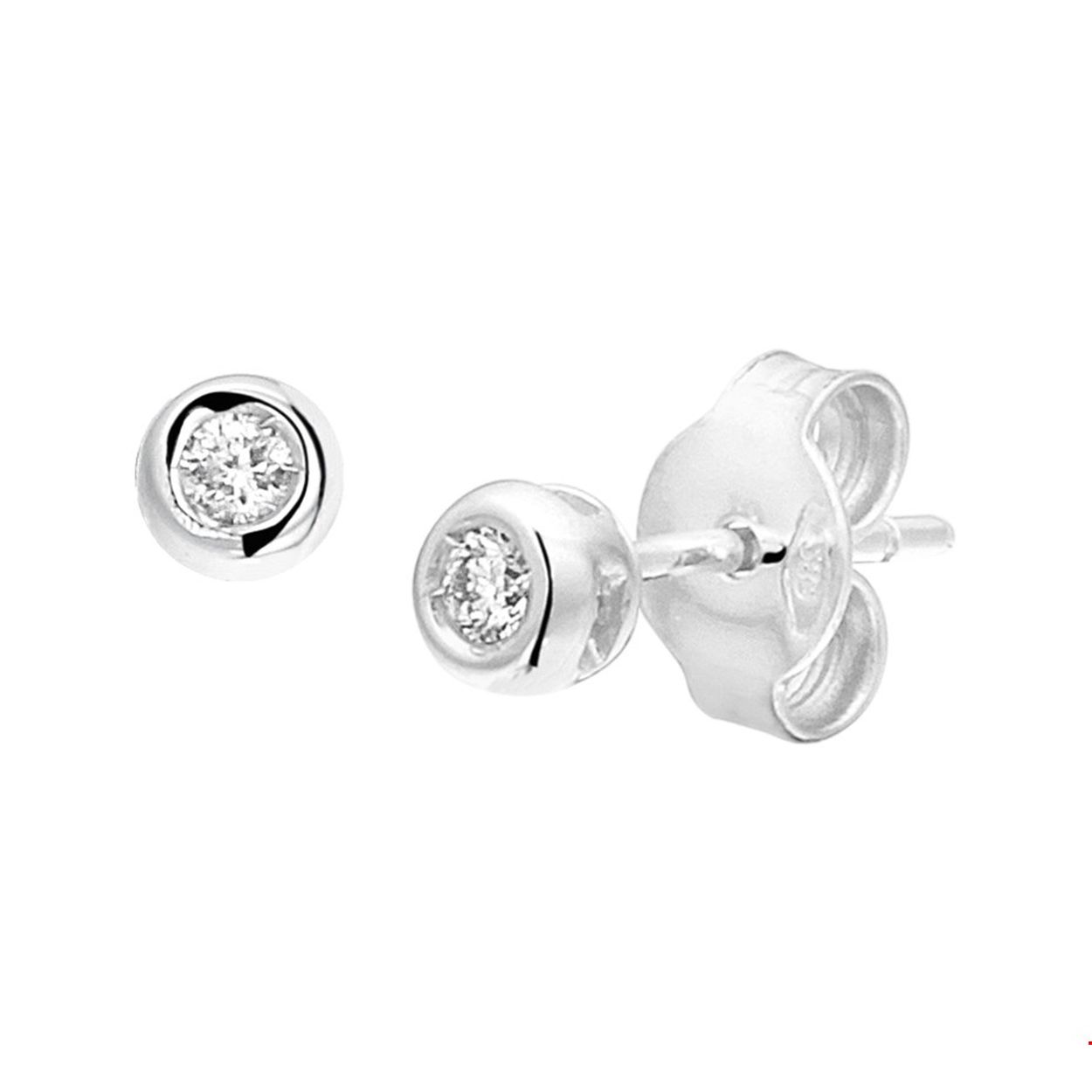 Gladom zetting 4mm. 14 karaat witgoud.