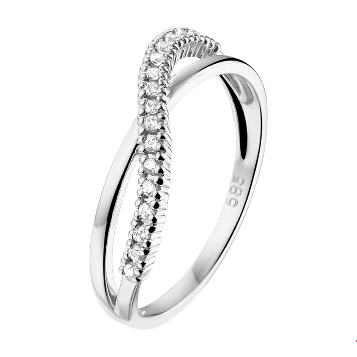 Witgouden ring met zirkonia.
Uniekenummer serie: 36844

Ringmaat: 17.75 mm (56)
Breedte: 8 mm
Zetting: entourage (rijzetting)