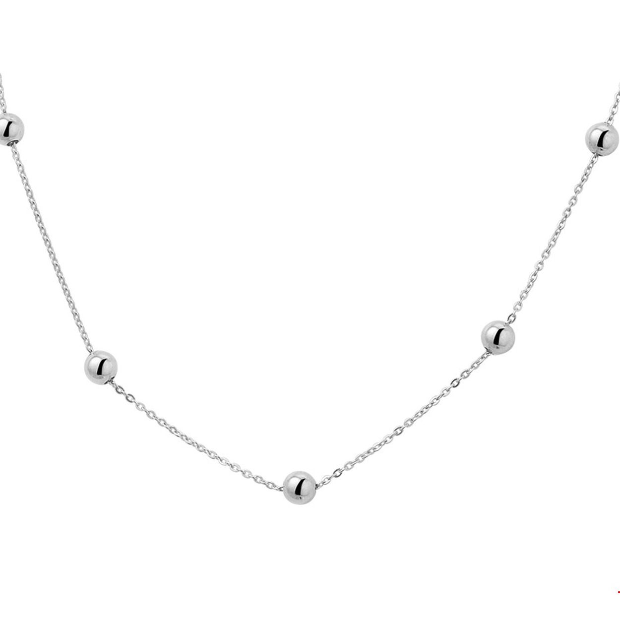 Beschrijving: Witgouden collier met vijf verschuifbare bolletjes. Hiermee kunt u uw eigen collier samenstellen en naar wens aanpassen. Dit collier heeft draaglengtes van 40 42 en 44cm en de schakelbreedte is 1.0mm.
Verpakt per: 1
Doelgroep: dames
Kortste lengte: 40 mm
Langste lengte: 44 mm
Hoogte: 3 mm