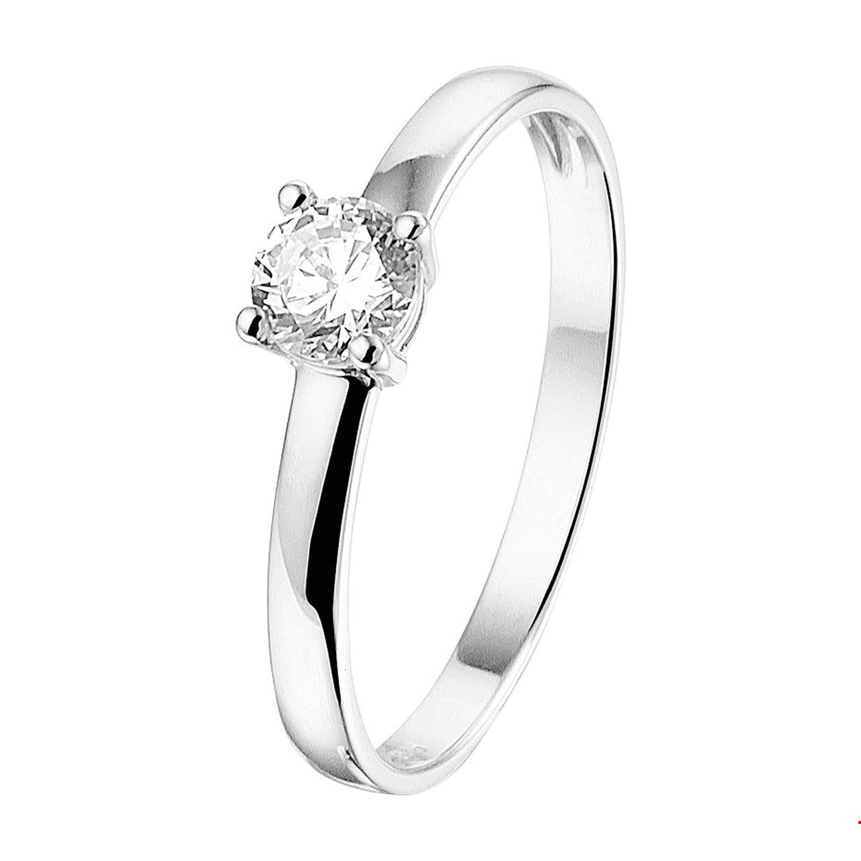 Stijlvolle witgouden ring met een schitterende zirkonia.