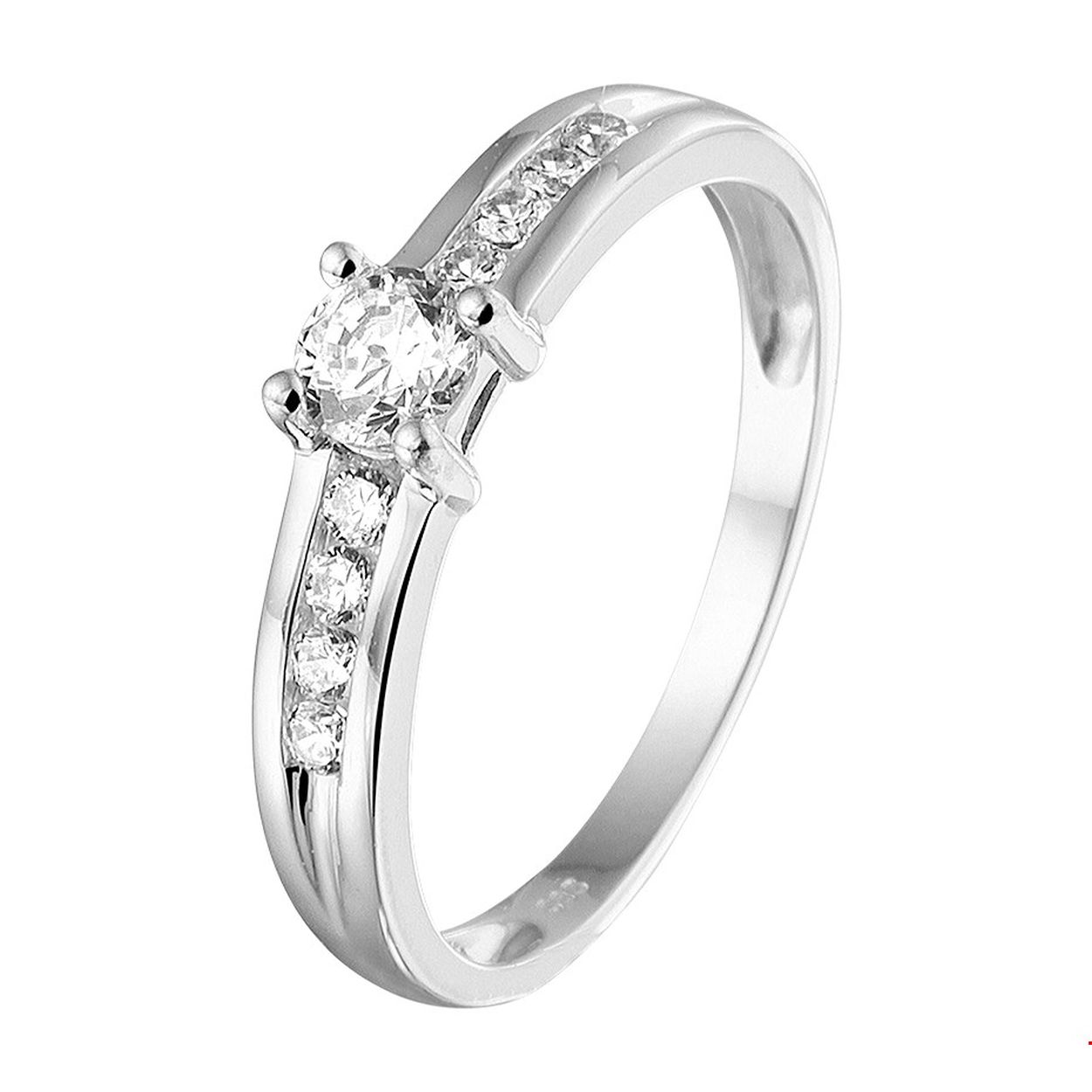 Stijlvolle witgouden ring met een schitterende rij van zirkonia. Tip: Combineer deze ring met bijpassende sieraden uit onze collectie of vanuit je eigen stash en creeer zo elke keer weer een nieuwe look.
