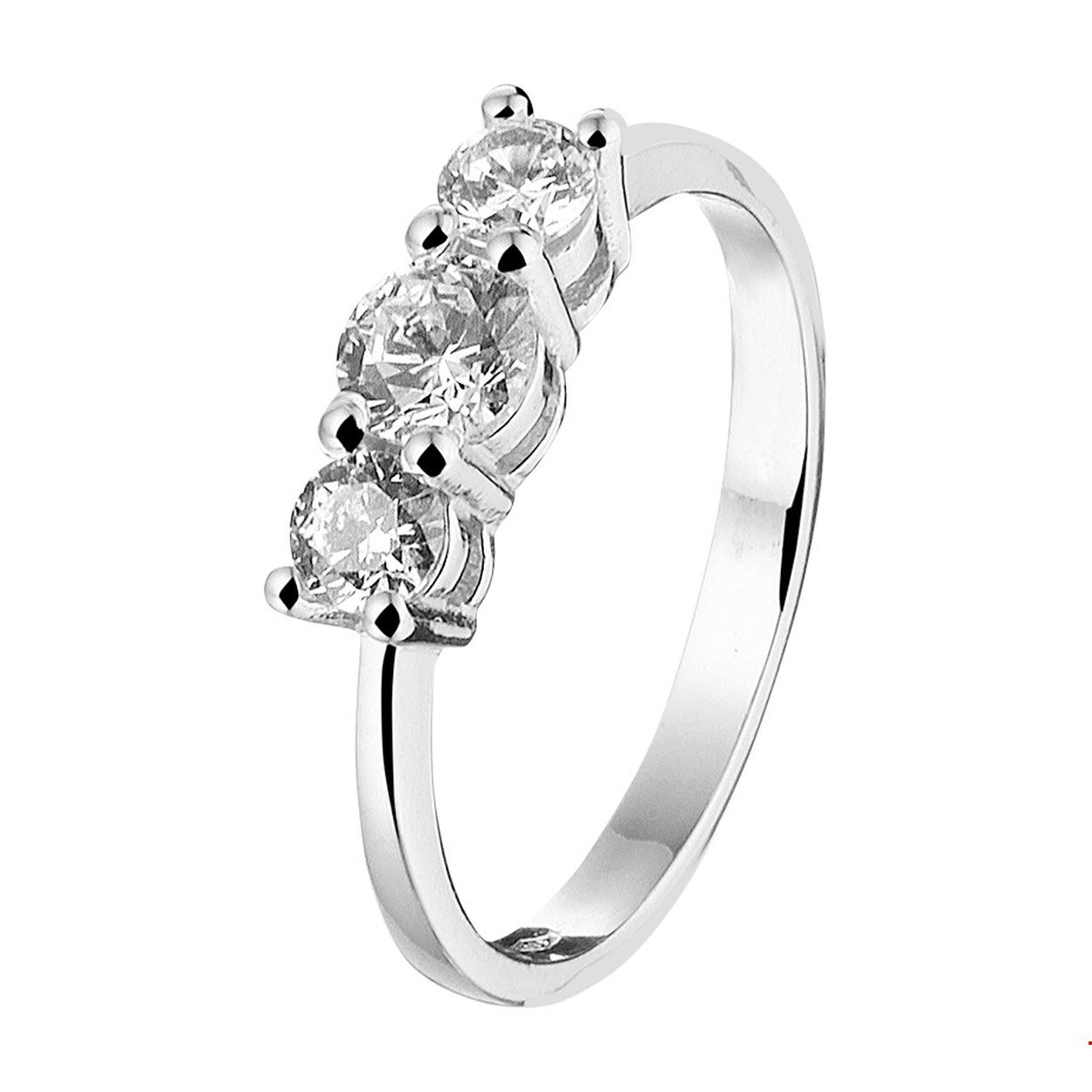 Witgouden ring uitgevoerd met een schitterende rij van zirkonia. Glam up your outfit! Deze ring sprankelt je tegemoet en geeft je look direct een chique uitstraling.