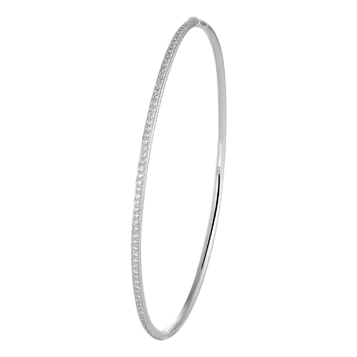 De bangle is gemaakt van witgoud met een halve karaat aan briljanten. Het is een sieraad voor dames.