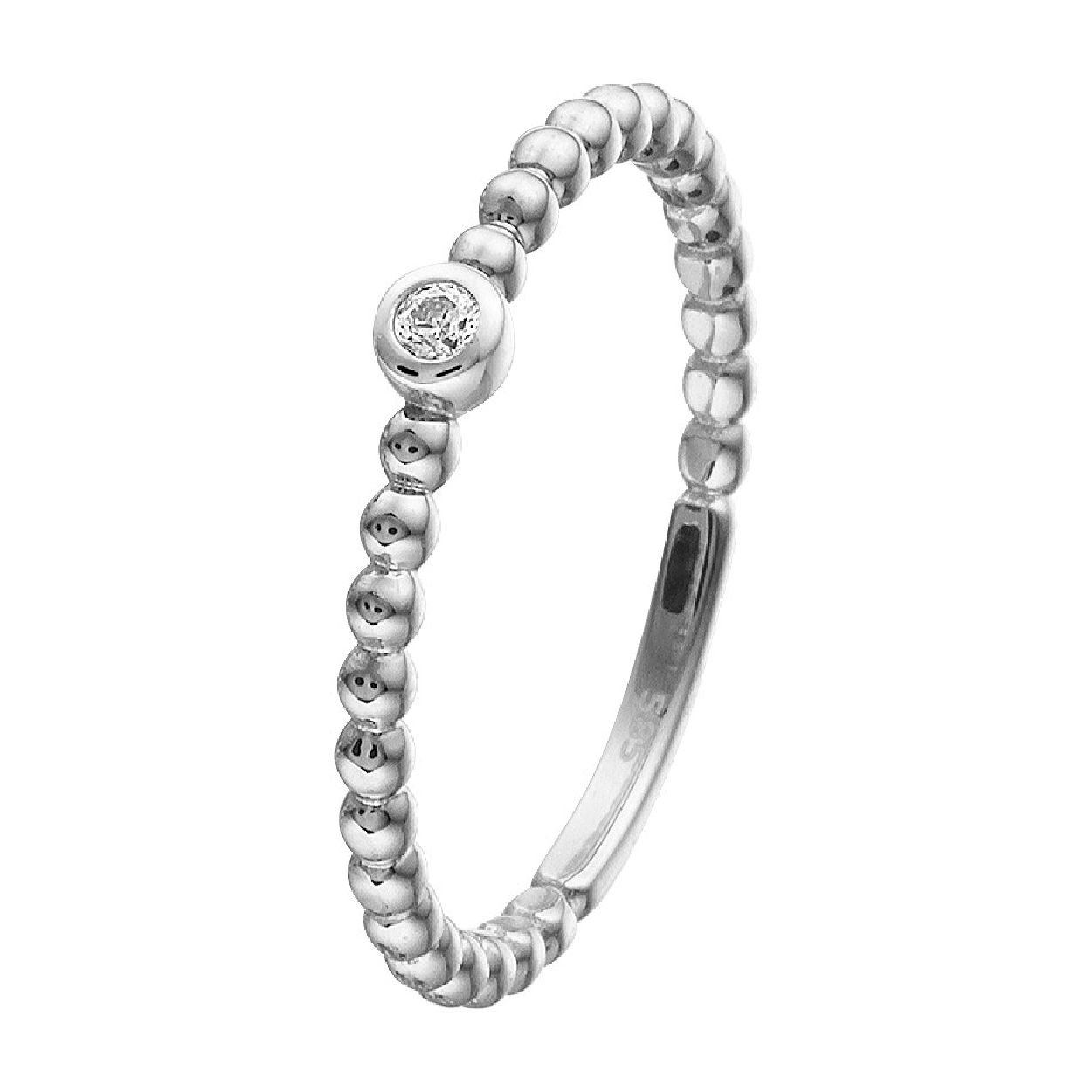 De ring is gemaakt van witgoud en is zilverkleurig. Het is een sieraad voor dames.