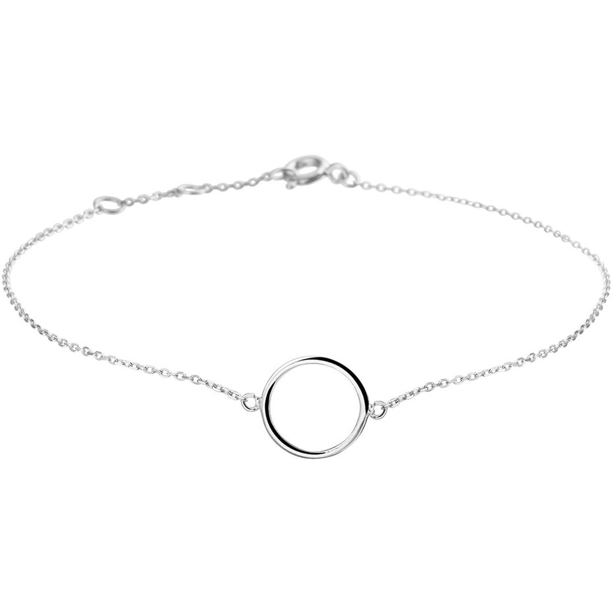 14k Witgouden armband uitgevoerd met een rondje. De armband heeft draaglengtes van 16.5, 17.5 en 18.5cm. Het rondje heeft een diameter van 10mm.