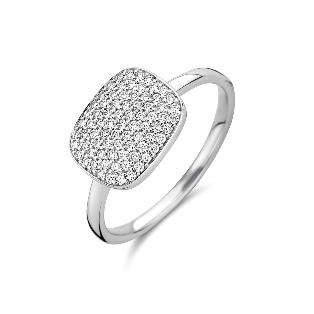 14k Witgouden ring uitgevoerd met een schitterend diamant vlak. De ring heeft een breedte van 8.6mm.