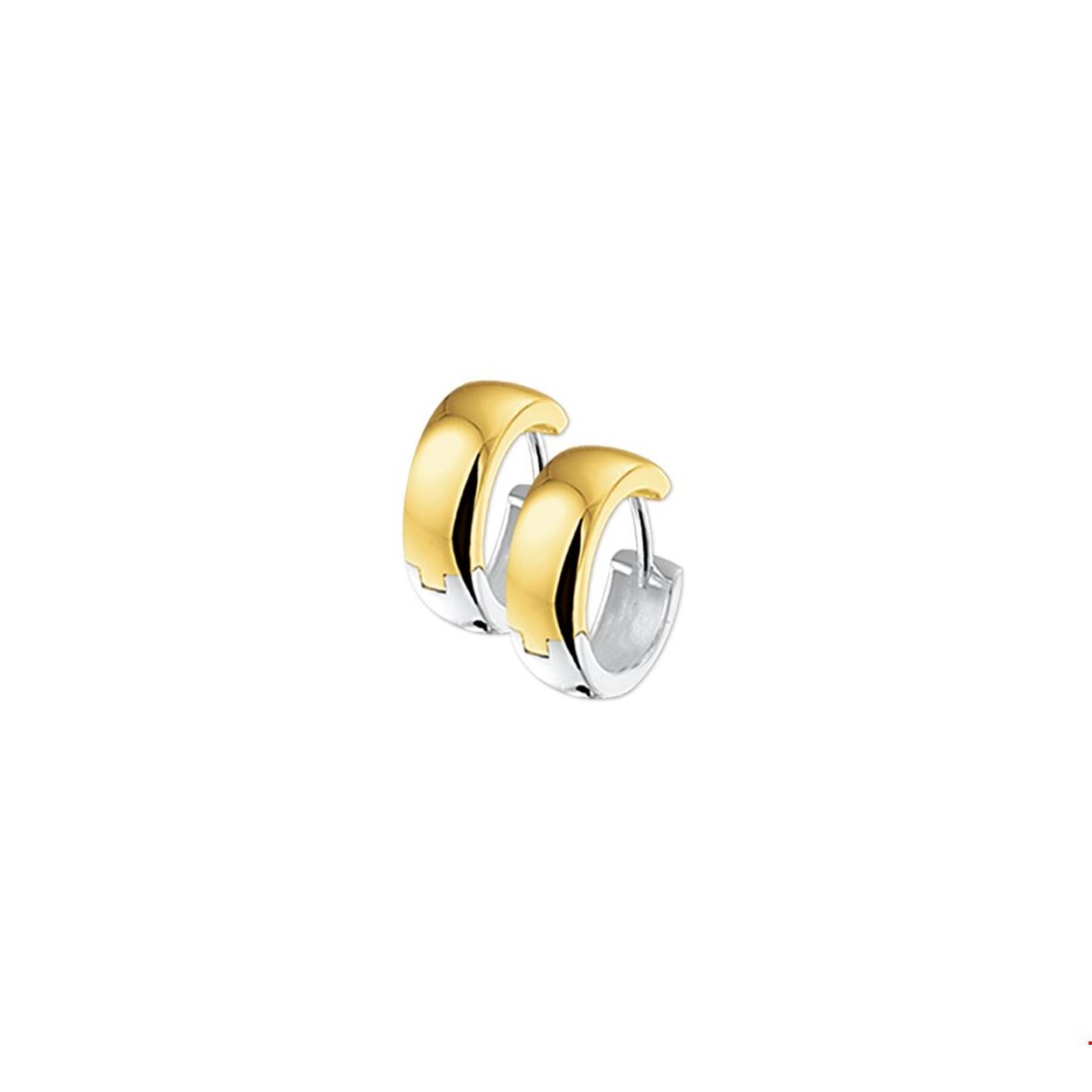Beschrijving: Bicolor wit- en geelgouden klapcreolen gegoten met een bolle buis. 
Verpakt per: 1
Doelgroep: dames
Breedte: 4 mm