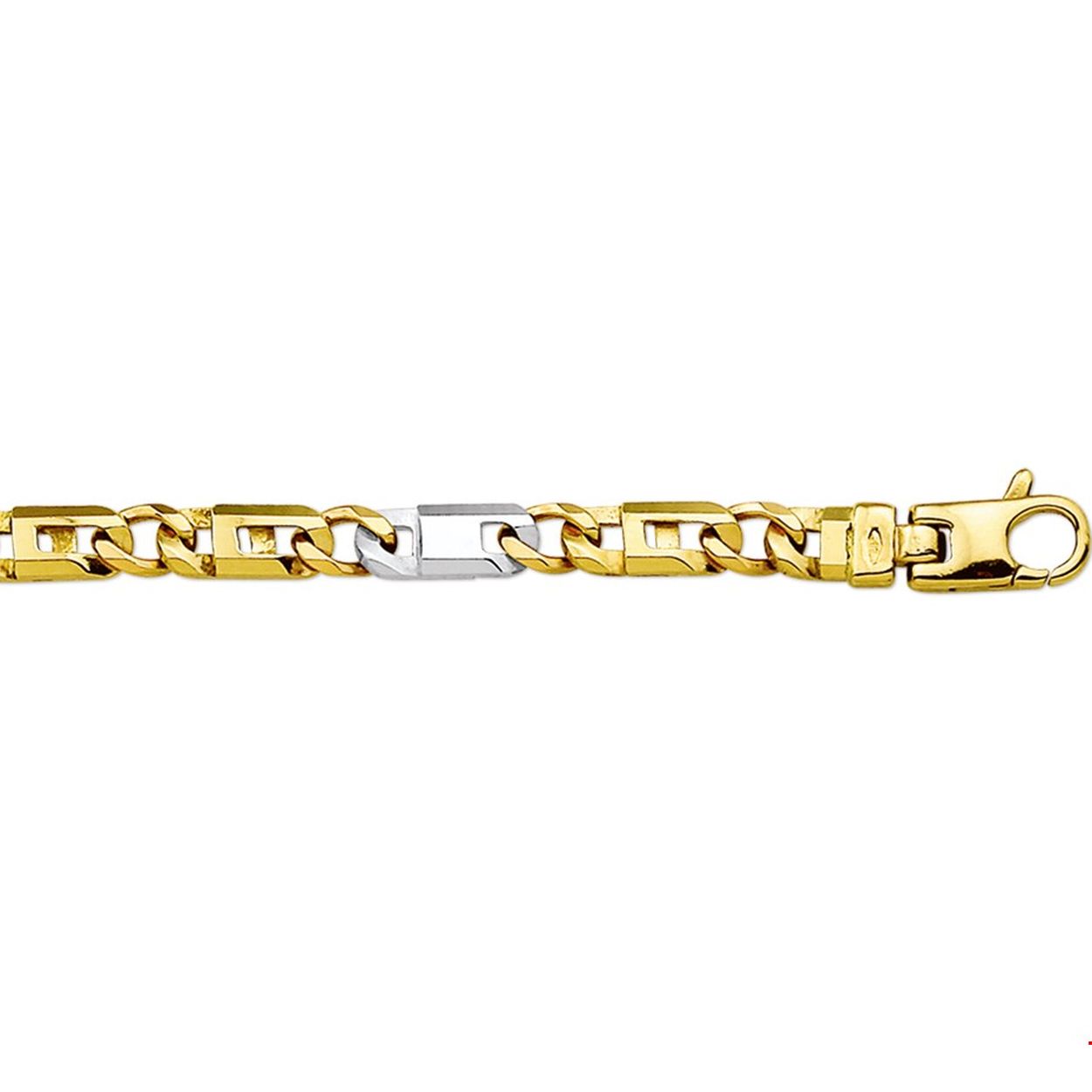 Huiscollectie - 14kt bicolor geel/witgouden armband, 20cm, 4.8mm - 42.00743