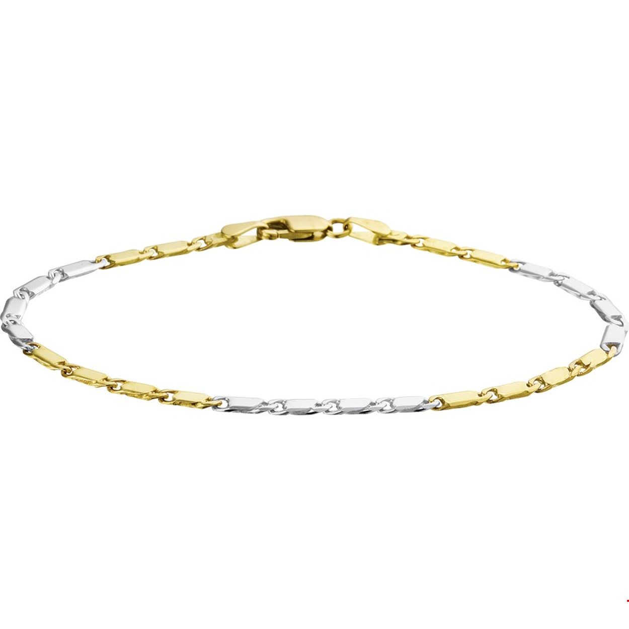 ARMBAND GEEL/WIT GOUD MET KARABIJNSLUITING 18 CM