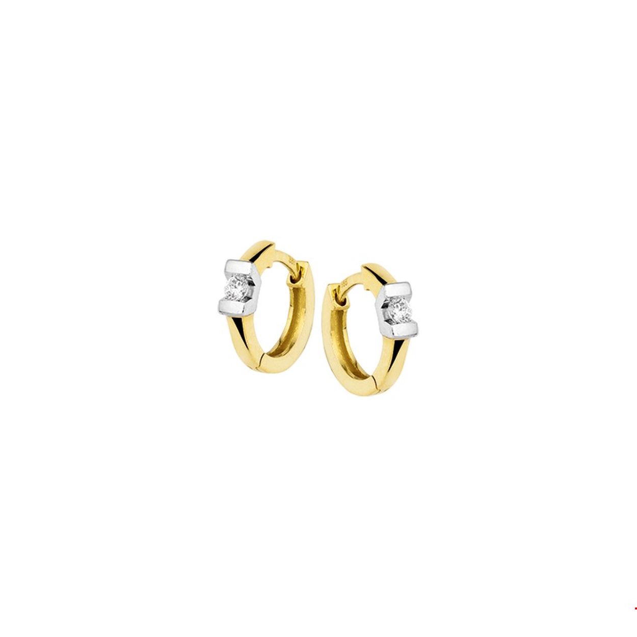 Gouden creolen - 14 karaats - Zirkonia - 3 mm