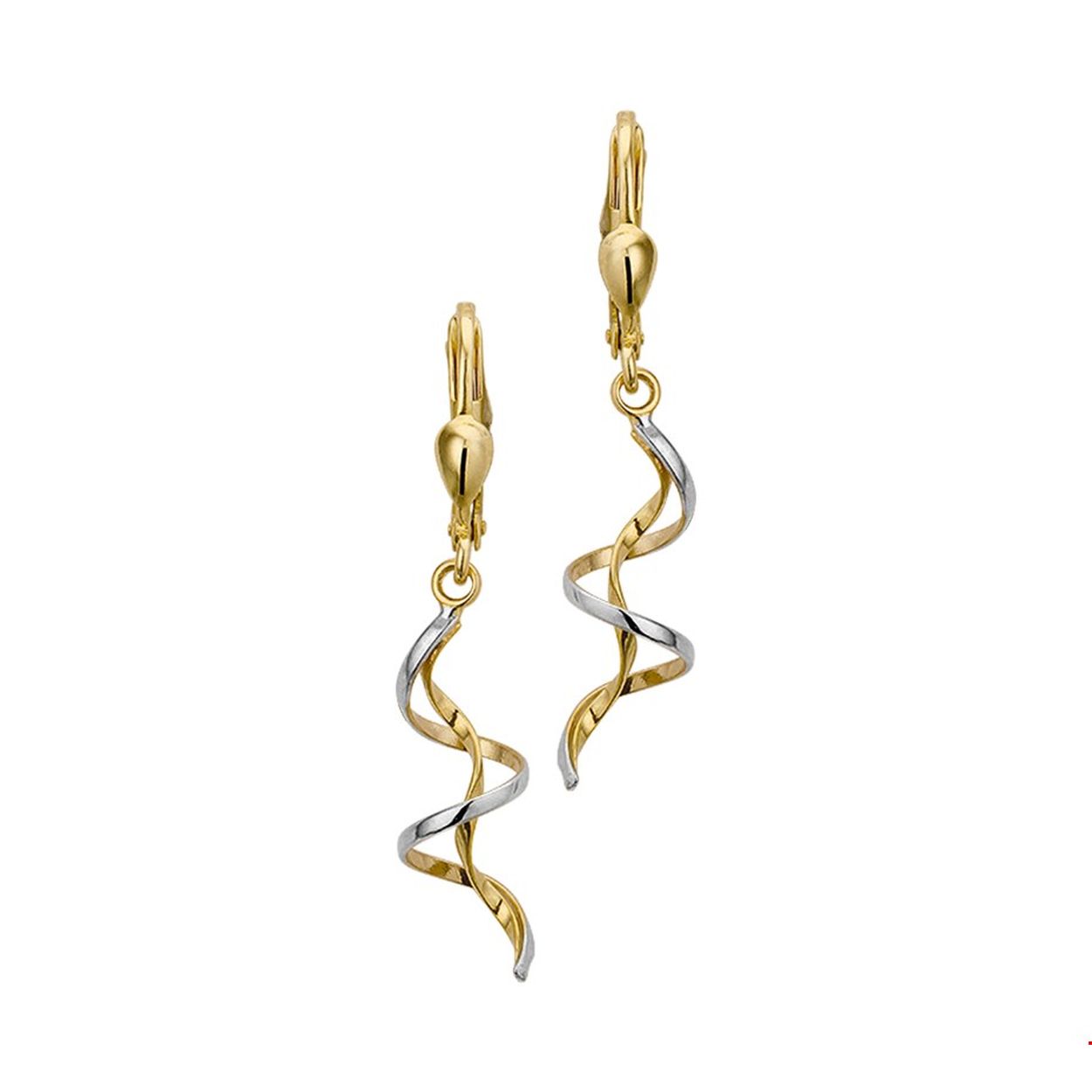 14krt Goud bicolor oorhangers brisur haak
Bicolor wit- en geelgouden oorhangers.
Breedte: 8.5 mm
Hoogte: 38 mm