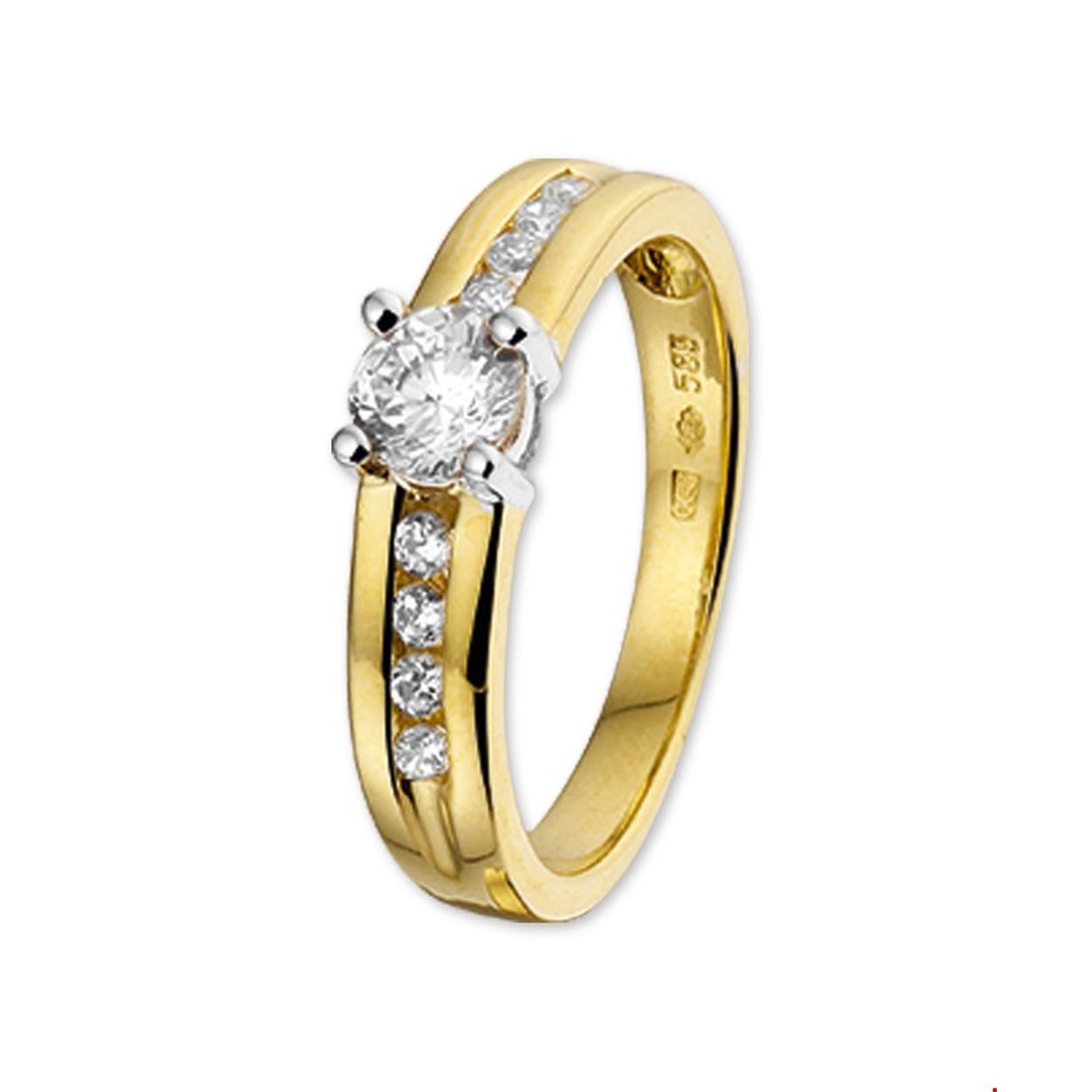 Beschrijving: Bicolor wit- en geelgouden ring met zirkonia.
Uniekenummer serie: 26698
Verpakt per: 1
Doelgroep: dames
Ringmaat: 16.50 mm (52)
Breedte: 4 mm
Zetting: entourage (rijzetting)