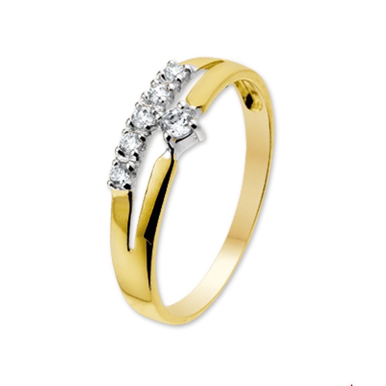 Gouden ring zirkonia bi-co mt.18