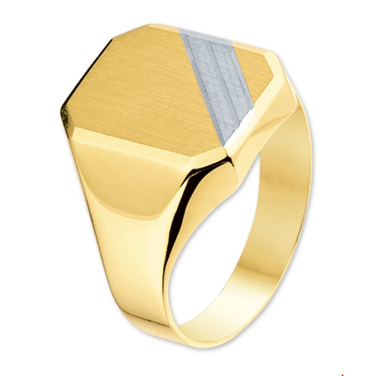 Geel en wit goud | maat 20 | Graveerring mat gediamanteerd | Breedte: 14mm Hoogte: 17mm