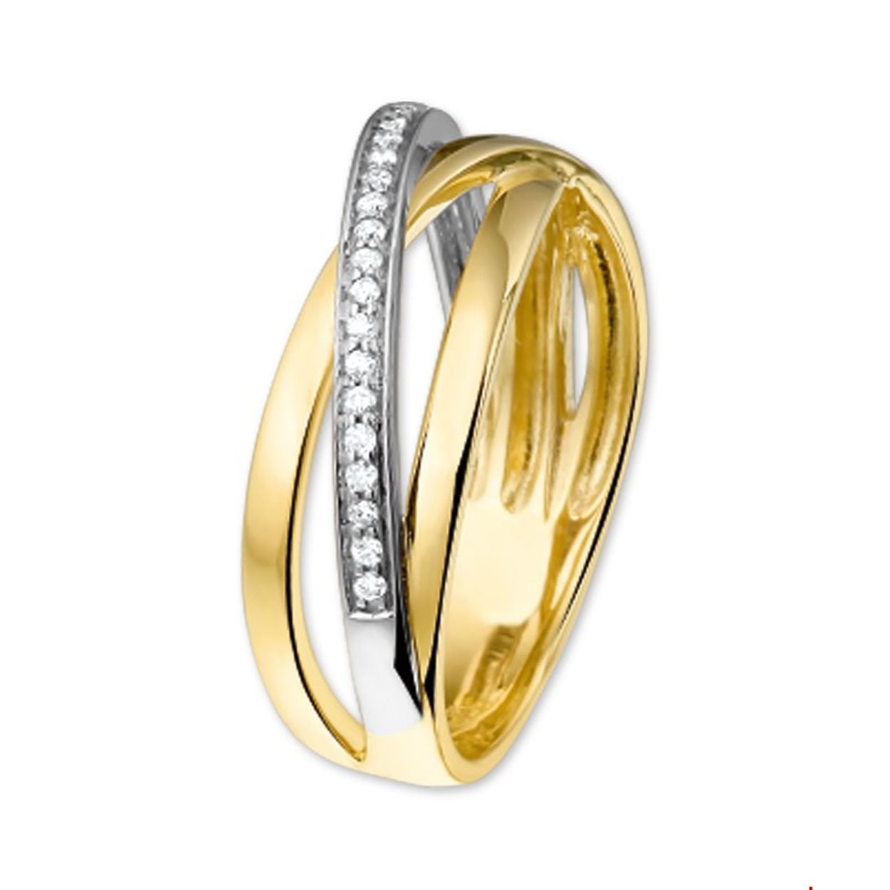 ring diamant 0.10ct h si 14K bicolor goud geel/wit
