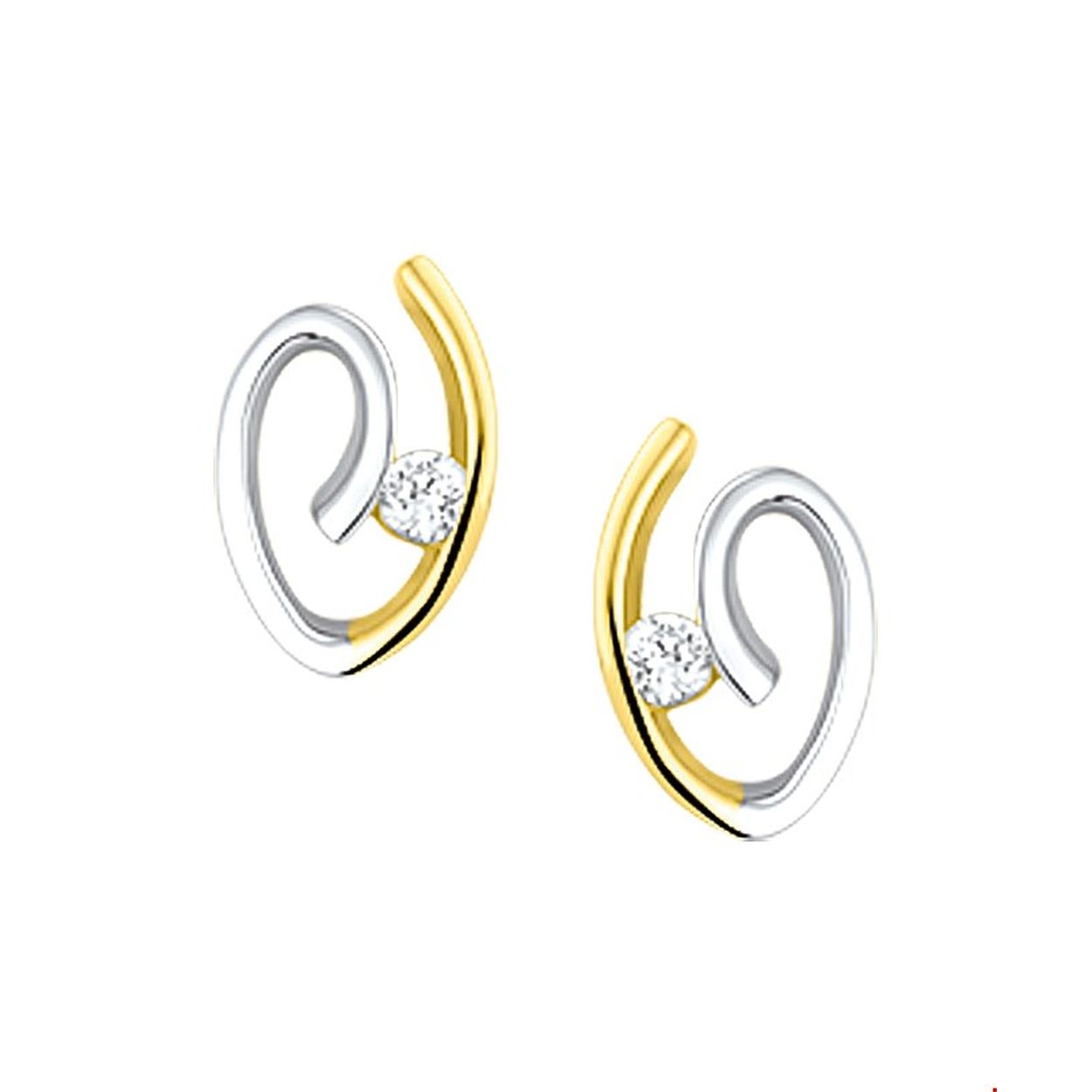 Bicolor wit- en geelgouden oorknoppen met zirkonia. 

Breedte: 6 mm
Hoogte: 9.5 mm