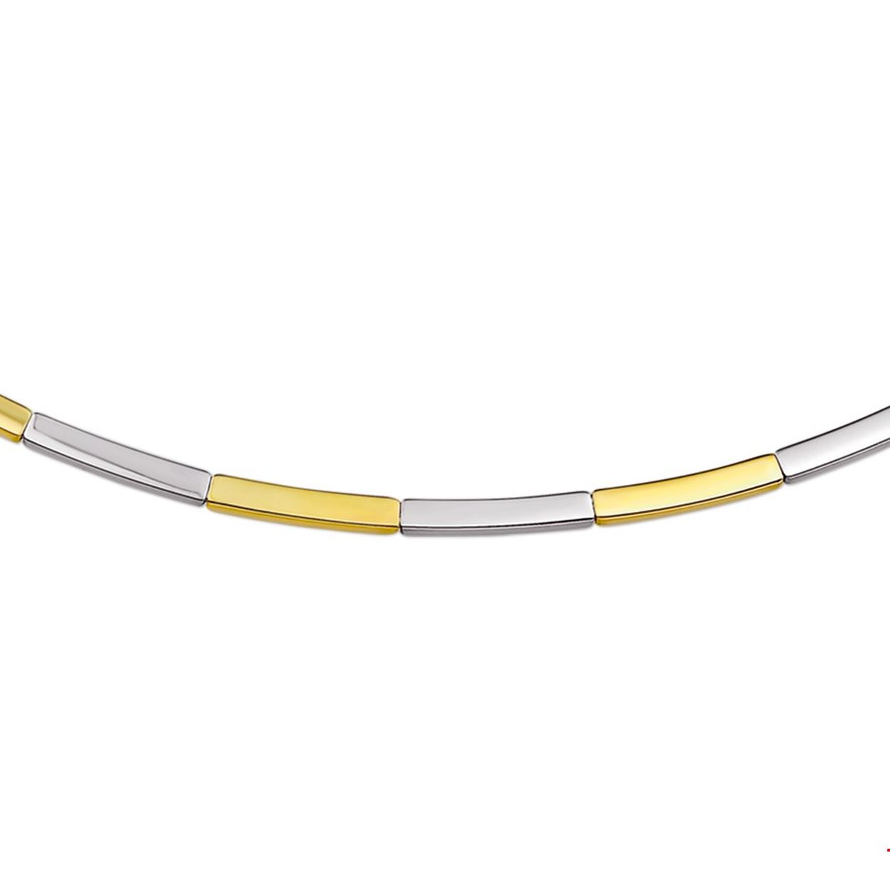 Bicolor schakel collier wit- en geelgoud 2,5mm 43cm