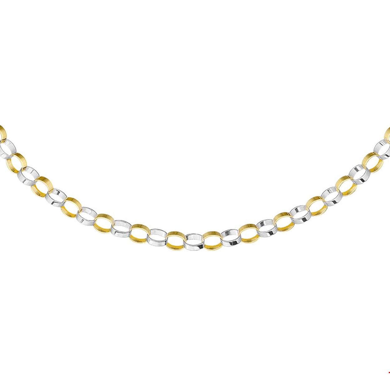 Beschrijving: De schakel van dit collier is subtiel en opvallend tegelijk. Maak de set compleet met bijpassende armband. Details: Bicolor wit- en geelgouden collier met jasseron schakel. Het collier is onderdeel van een set. 
Breedte: 4.5 mm
Langste lengte: 43 mm