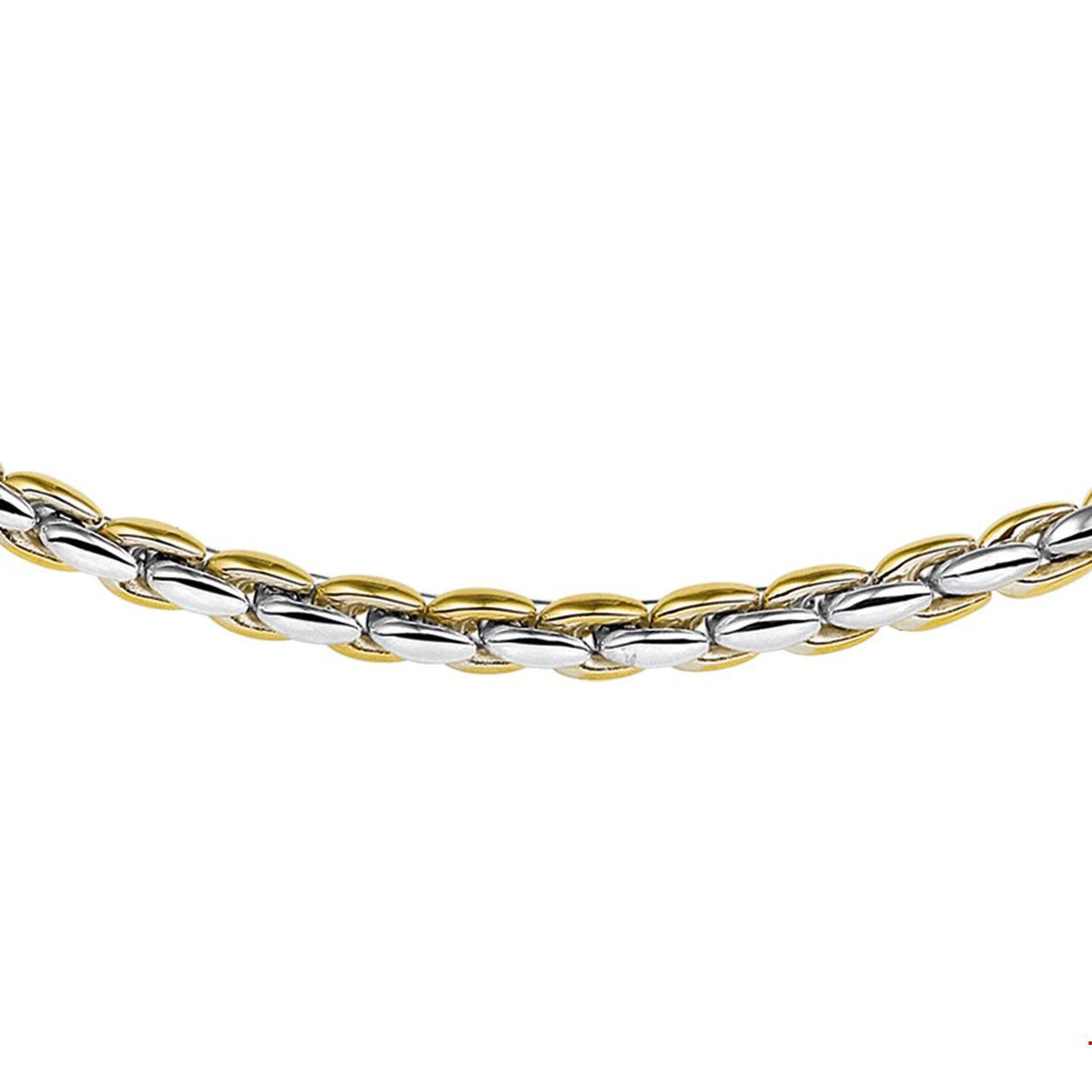 14krt bicolor wit- en geelgouden collier. Het collier is onderdeel van een set