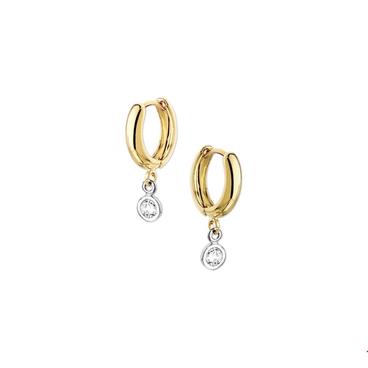 Beschrijving: Bicolor wit- en geelgouden klapcreolen gestanst met zirkonia.
Verpakt per: 1
Doelgroep: dames
Breedte: 3 mm
Zetting: solitaire (kastzetting)