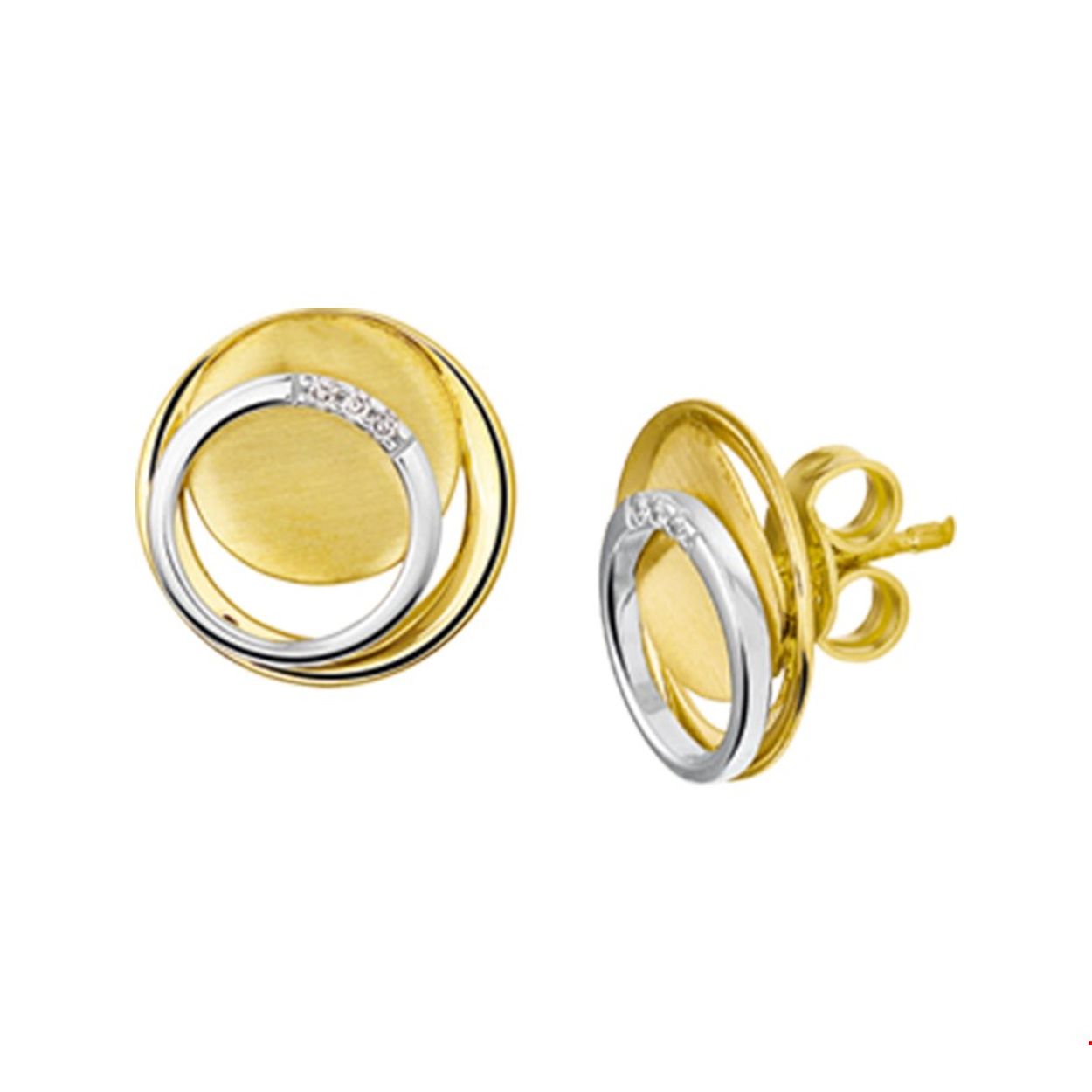 Beschrijving: Bicolor wit- en geelgouden oorknoppen met diamant.
Doelgroep: dames