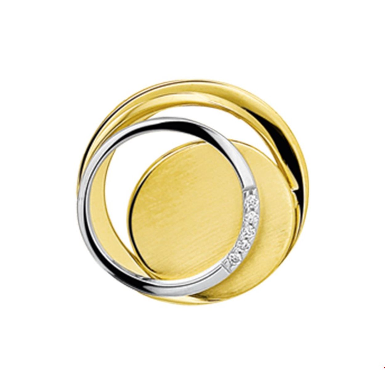Beschrijving: Bicolor wit- en geelgouden hanger met diamant. 
Verpakt per: 1
Doelgroep: dames