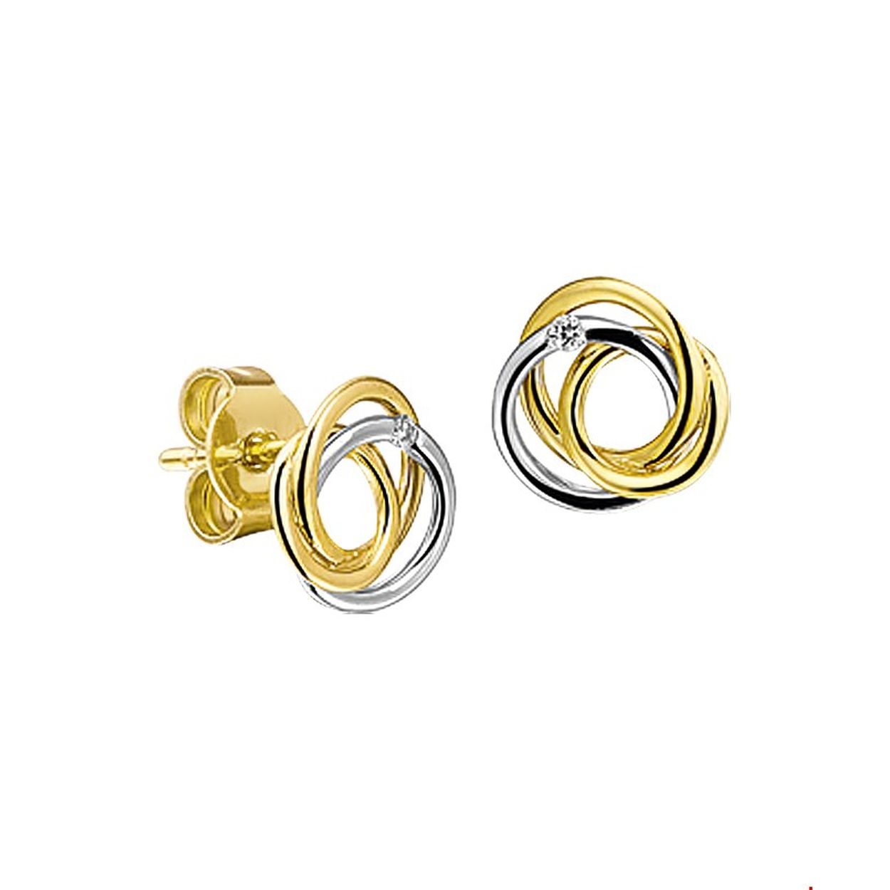 Huiscollectie 14krt gouden bicolor oorknoppen met briljant 0.02 H-SI2
Zetwijze: ingespannen. Breedte: 8.5mm. Hoogte: 8,5mm.