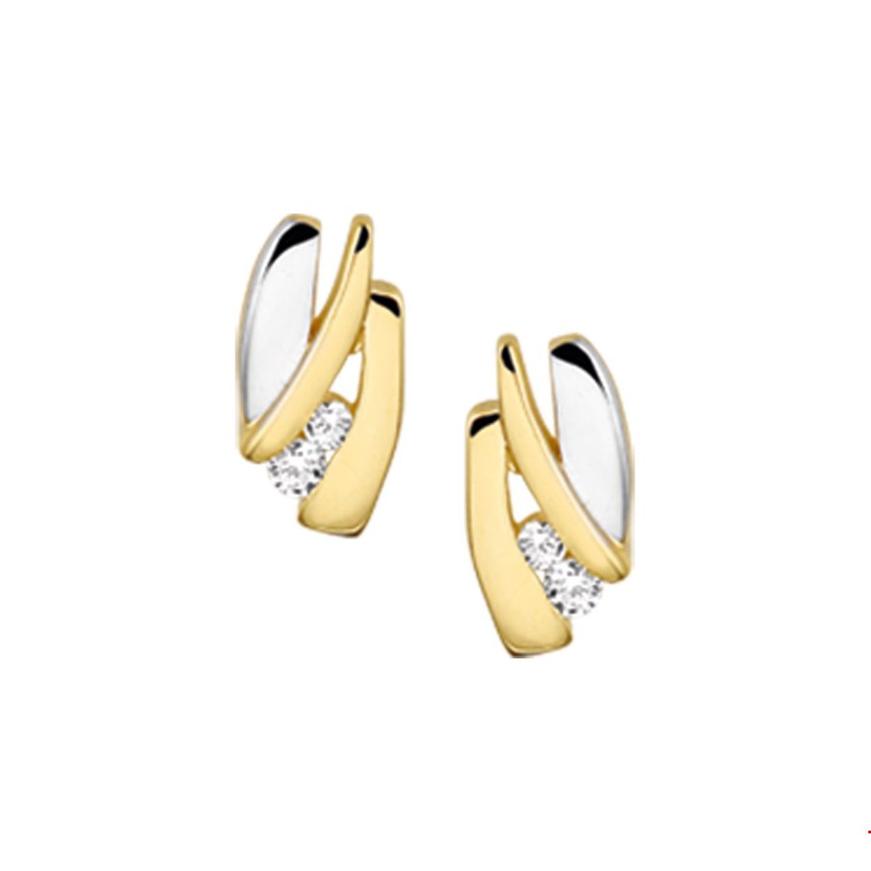 Bicolor wit- en geelgouden oorknoppen met zirkonia.
Doelgroep: dames
Breedte: 5 mm
Hoogte: 10 mm
Zetting: entourage (span zetting)