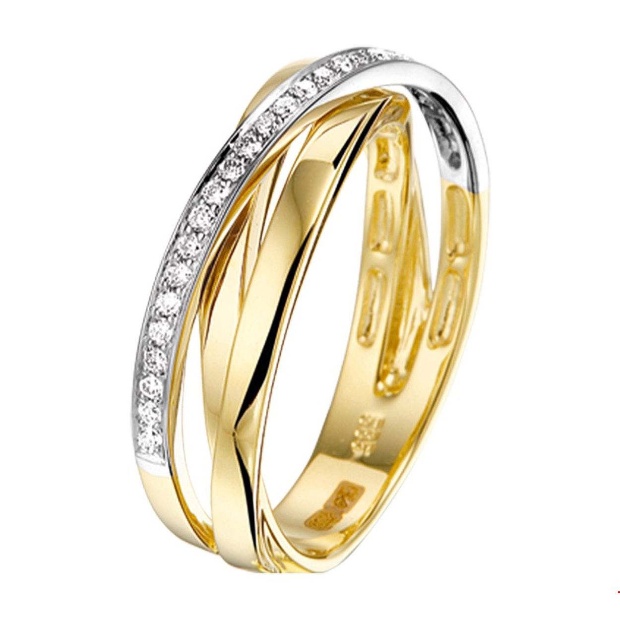 Prachtige 14 karaat gouden ring bezet met diamant, 0.16crt. De maat van de ring is 57 ( 18 ). Heeft u een andere maat, neem  dan gerust contact met ons op.

Referentienummer: THOJ1908