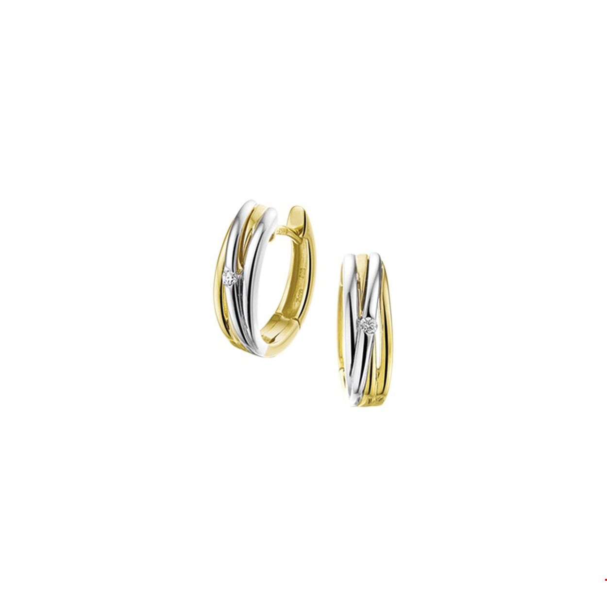 14krt bicolor gouden oorsieraden met diamant, 0,04crt H SI.

Referentienummer: THOJ1478