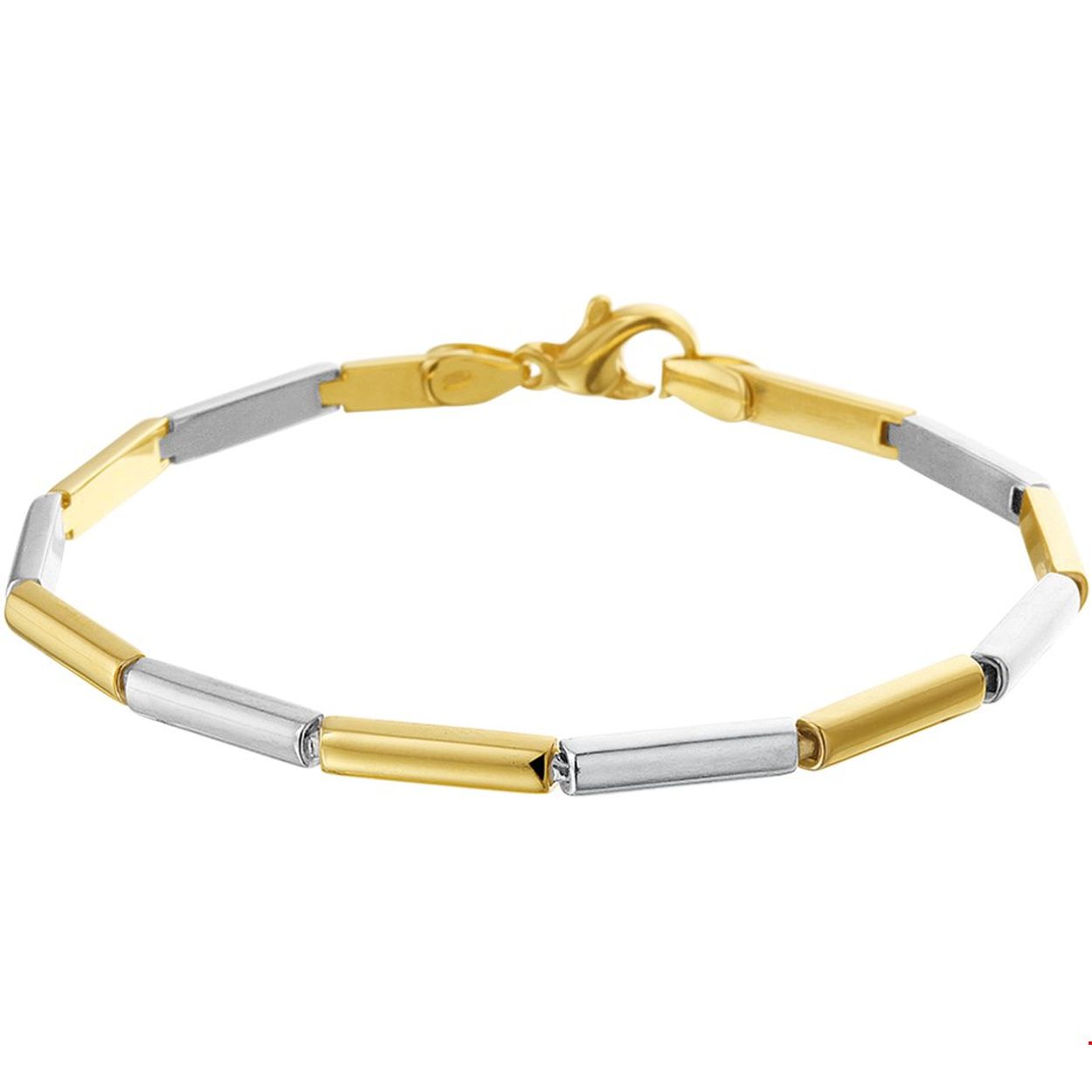 Deze strakke geel en witgouden armband met buisjes schakel heeft een lengte van 19cm en een schakelbreedte van 3.3mm. Tip: Combineer de armband met bijpassende sieraden uit onze collectie!.
Verpakt per: 1
Doelgroep: dames
Breedte: 3.3 mm
Langste lengte: 19 mm