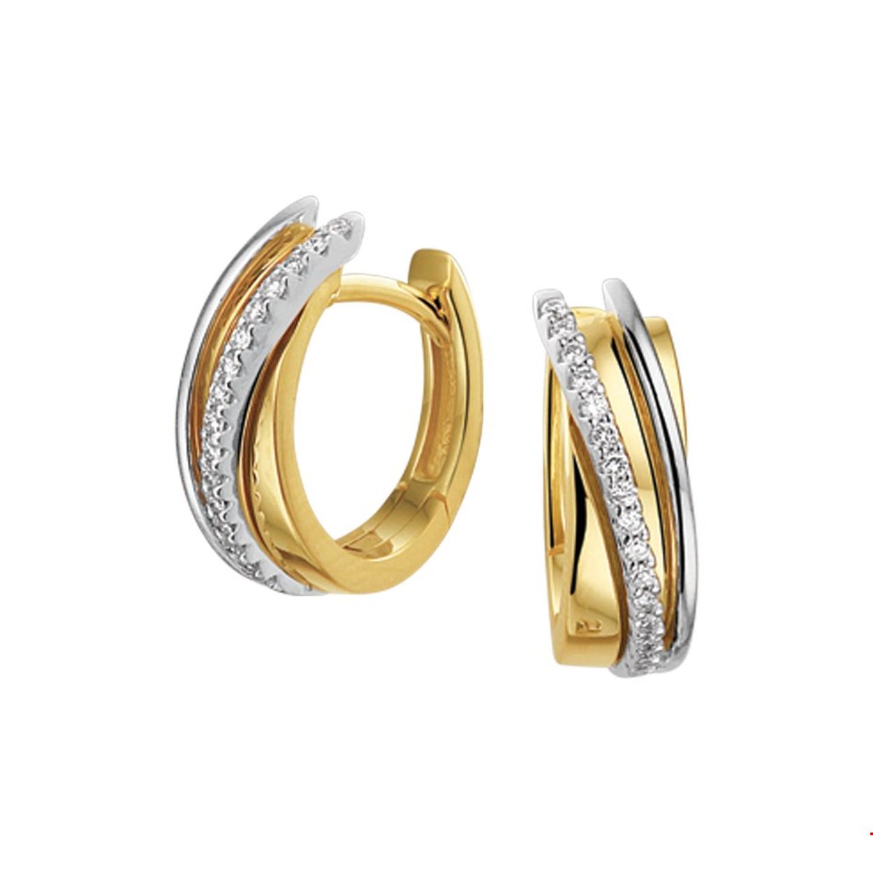 Prachtige geelgouden oorsieraden met diamant. 
Referentienummer: THOJ1487