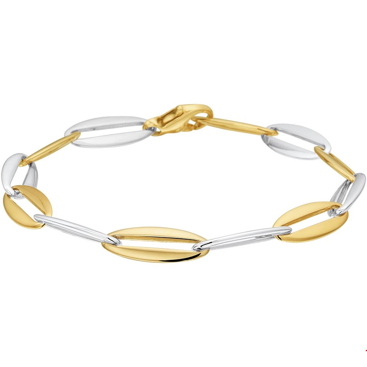 Bicolor wit- geelgouden armband met een lengte van 19.5cm en breedte van 7.2mm. De armband is te combineren met bijpassende sieraden uit onze collectie.
Doelgroep: dames
Breedte: 7.2 mm
Langste lengte: 19.5 cm