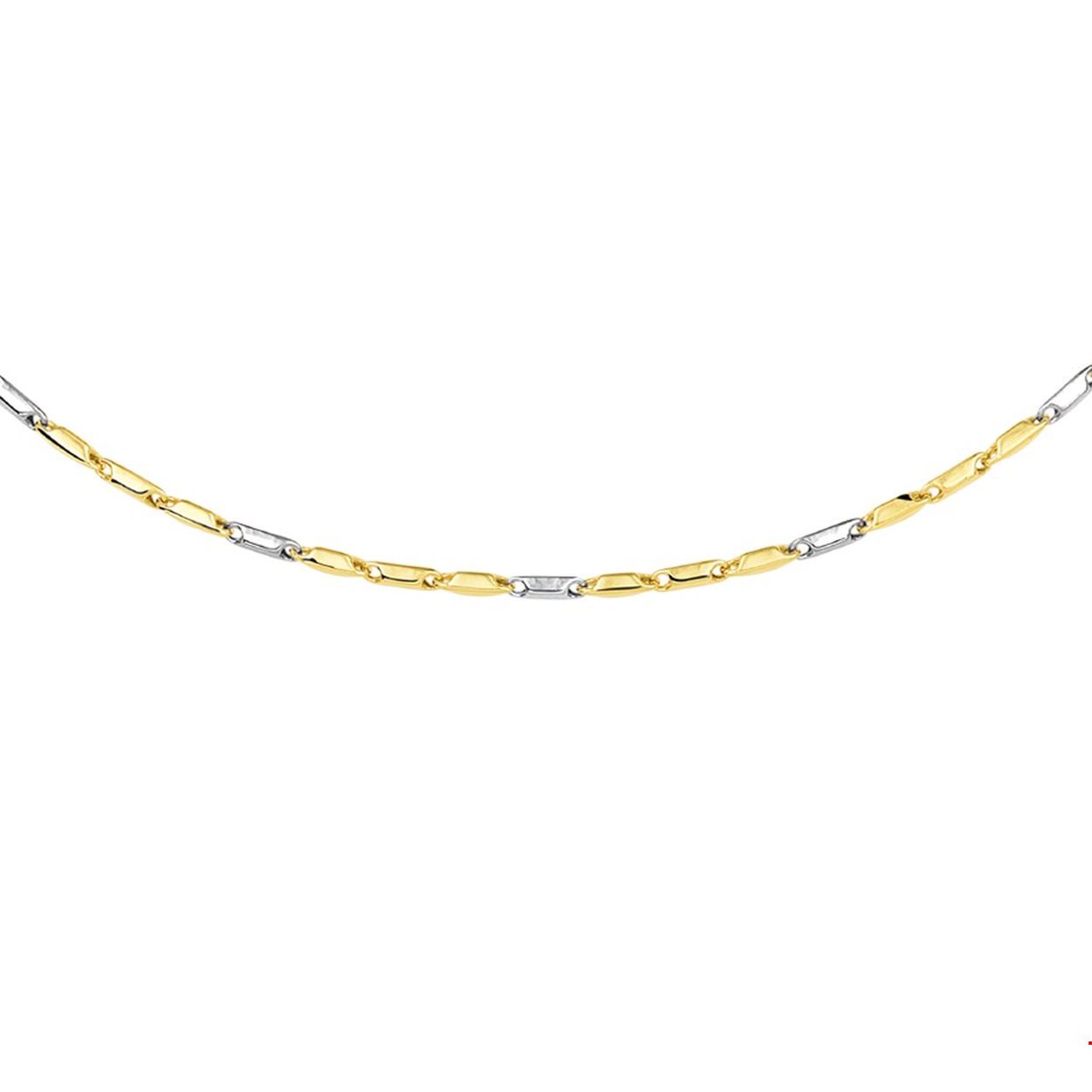 Beschrijving: Bicolor wit- en geelgouden collier met een lengte van 45cm en breedte van 1.9mm. Het collier is te combineren met een bijpassende armband uit onze collectie.
Verpakt per: 1
Doelgroep: dames
Breedte: 1.9 mm
Langste lengte: 45 mm