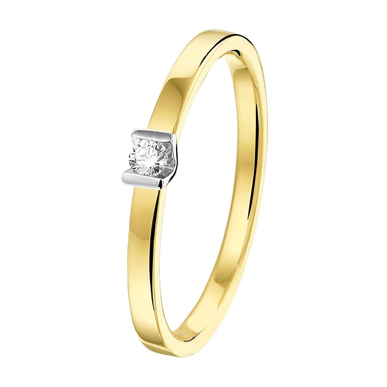 14krt gouden dames ring briljant 0.05crt