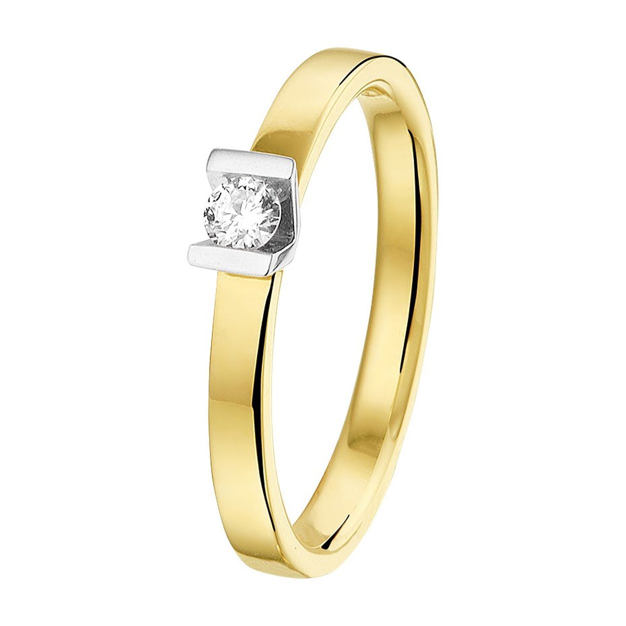 Deze ring is een solitaire met een schitterende 0.10ct diamant van SI2 zuiverheid en H-kleur, gezet in een span zetting. Met een ringmaat van 17.00 mm (maat 53) en een breedte van 3.5 mm, past hij perfect bij dagelijkse én speciale gelegenheden. Draag hem subtiel solo of combineer met andere sieraden voor een glamoureuze look.