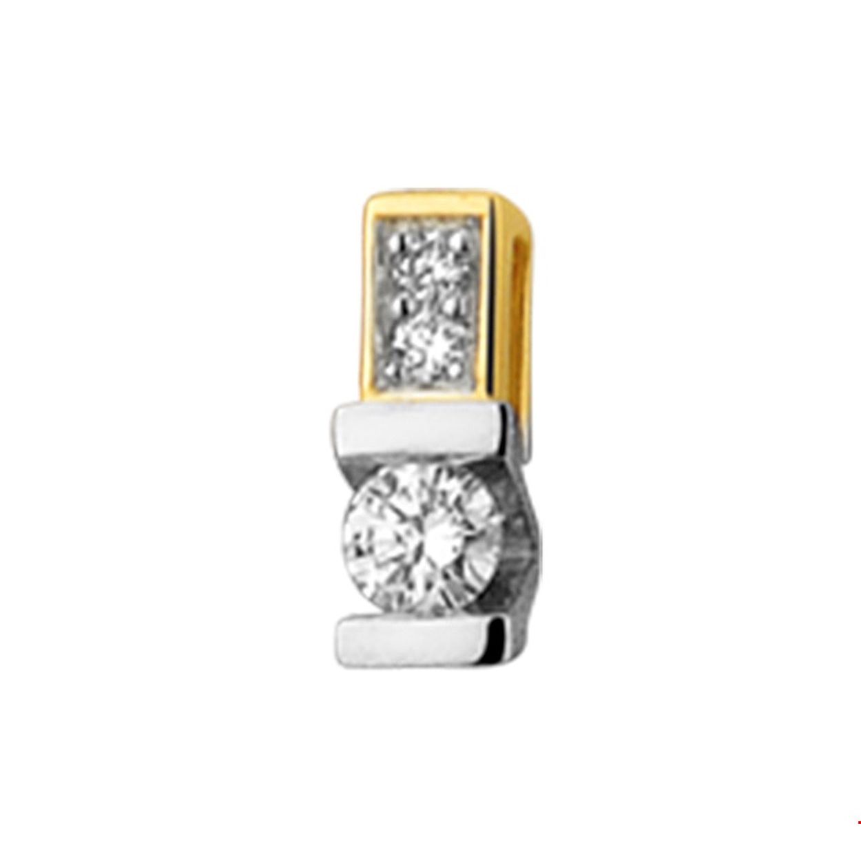 Bicolor geel en witgouden hanger van 7.2x2.6mm uitgevoerd met een ingespannen briljant geslepen diamant van 0.06ct. De hanger is te combineren met bijpassende sieraden uit onze collectie. Tip: Combineer deze hanger met een collier uit onze collectie en de hanger kan direct om!.
Doelgroep: dames
Breedte: 2.6 mm
Hoogte: 7.2 mm