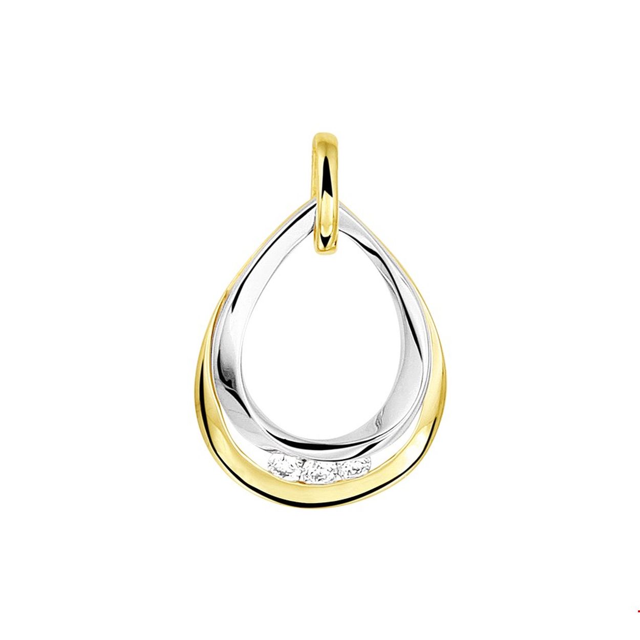 Geel en witgoud 14 karaat. Rijzetting. 14.4mm bij 22mm.
