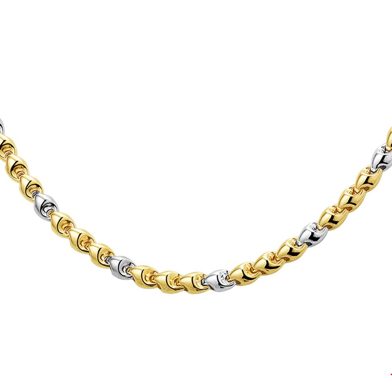 Bicolor wit- en geelgouden collier met 5mm breed fantasie schakel en een lengte van 46.5cm poli uitgevoerd met een karabijn sluiting. Dit collier is te combineren met bijpassende armband uit onze collectie.
Doelgroep: dames
Breedte: 46.5 Cm
Hoogte: 5 mm