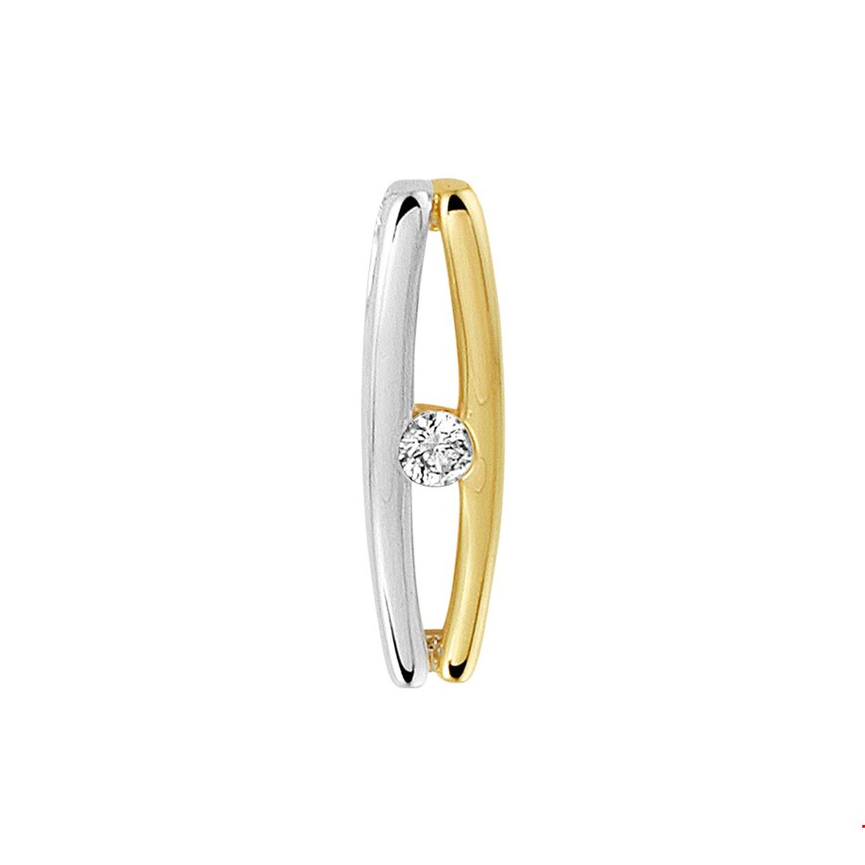 Stijlvolle bicolor geel- en witgouden hanger met een schitterende briljant geslepen diamant. Tip: Combineer deze hanger met bijpassende sieraden uit onze collectie en creeer zo een chique uitstraling.