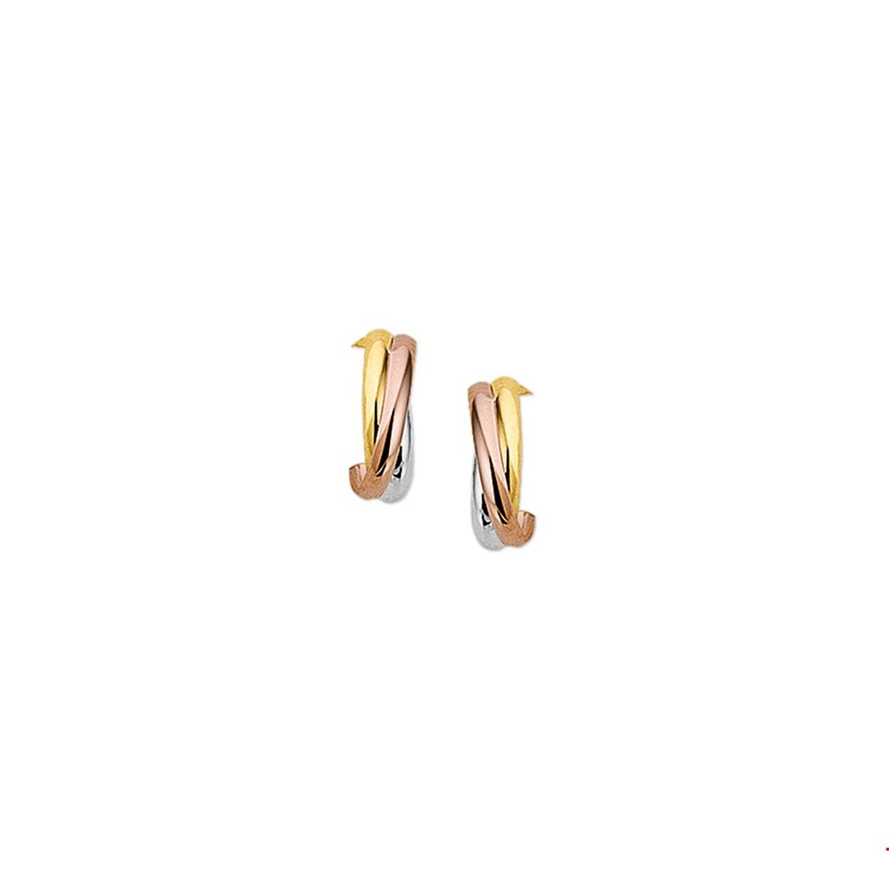 Deze creolen zijn een spannend samenspel tussen de drie verschillende goud-kleuren.