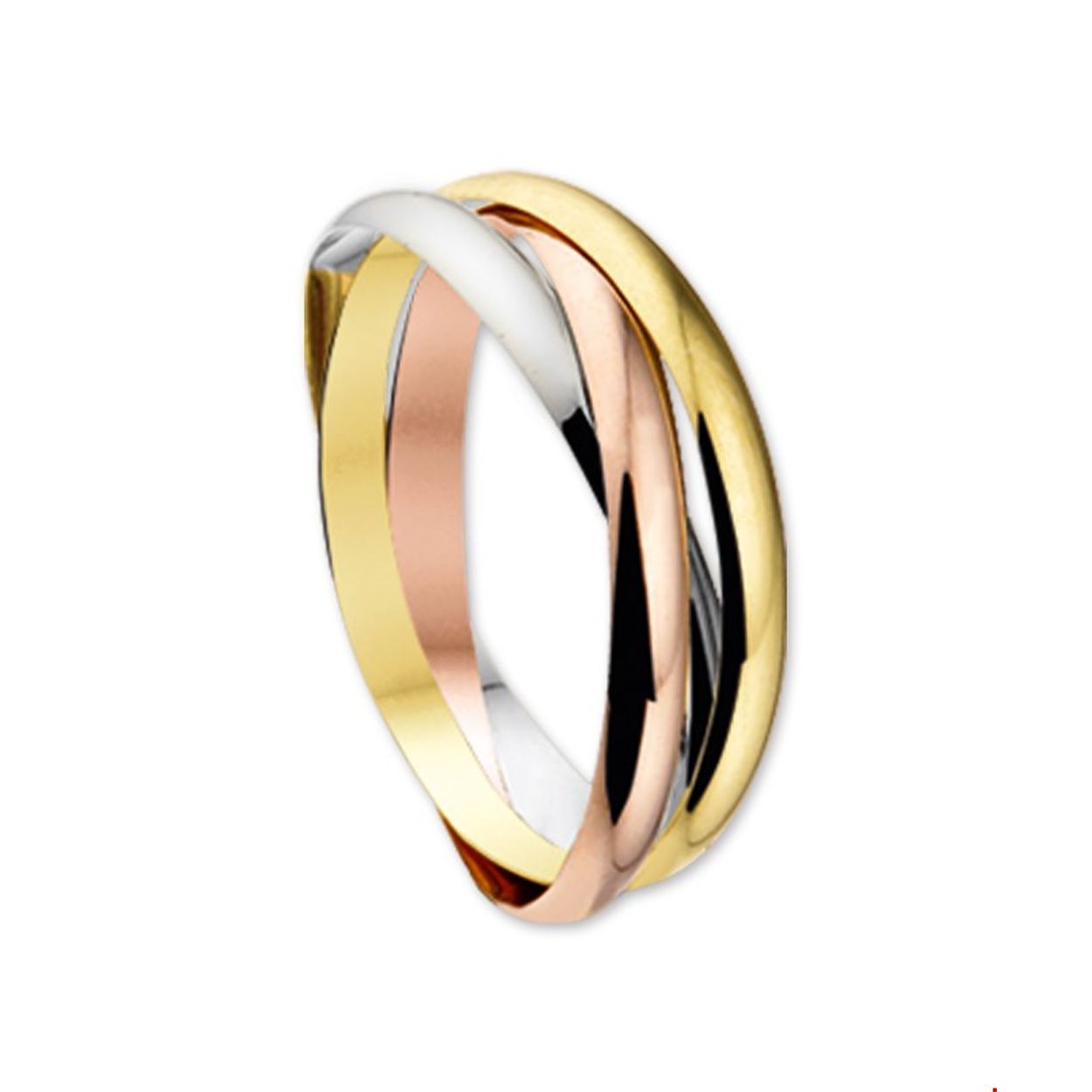 Beschrijving: Drie kleuren goud - drie verschillende waarden. Geelgoud staat voor vriendschap rosegoud voor liefde en witgoud voor trouw. Details: Tricolor wit- rose- en geelgouden ring bestaande uit 3 in elkaar geplaatste losse banden.
Uniekenummer serie: 26644
Verpakt per: 1
Doelgroep: dames
Ringmaat: 15.00 mm (47)
Breedte: 2 mm