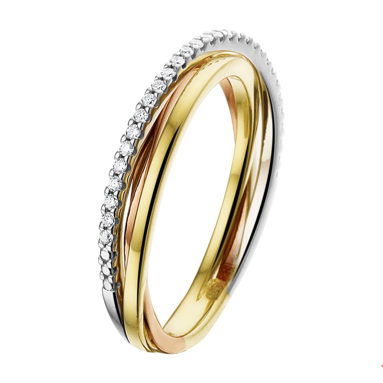 Beschrijving: Tricolor gouden ring met diamant.
Uniekenummer serie: 35931
Verpakt per: 1
Doelgroep: dames
Ringmaat: 17.75 mm (56)
Breedte: 3.5 mm