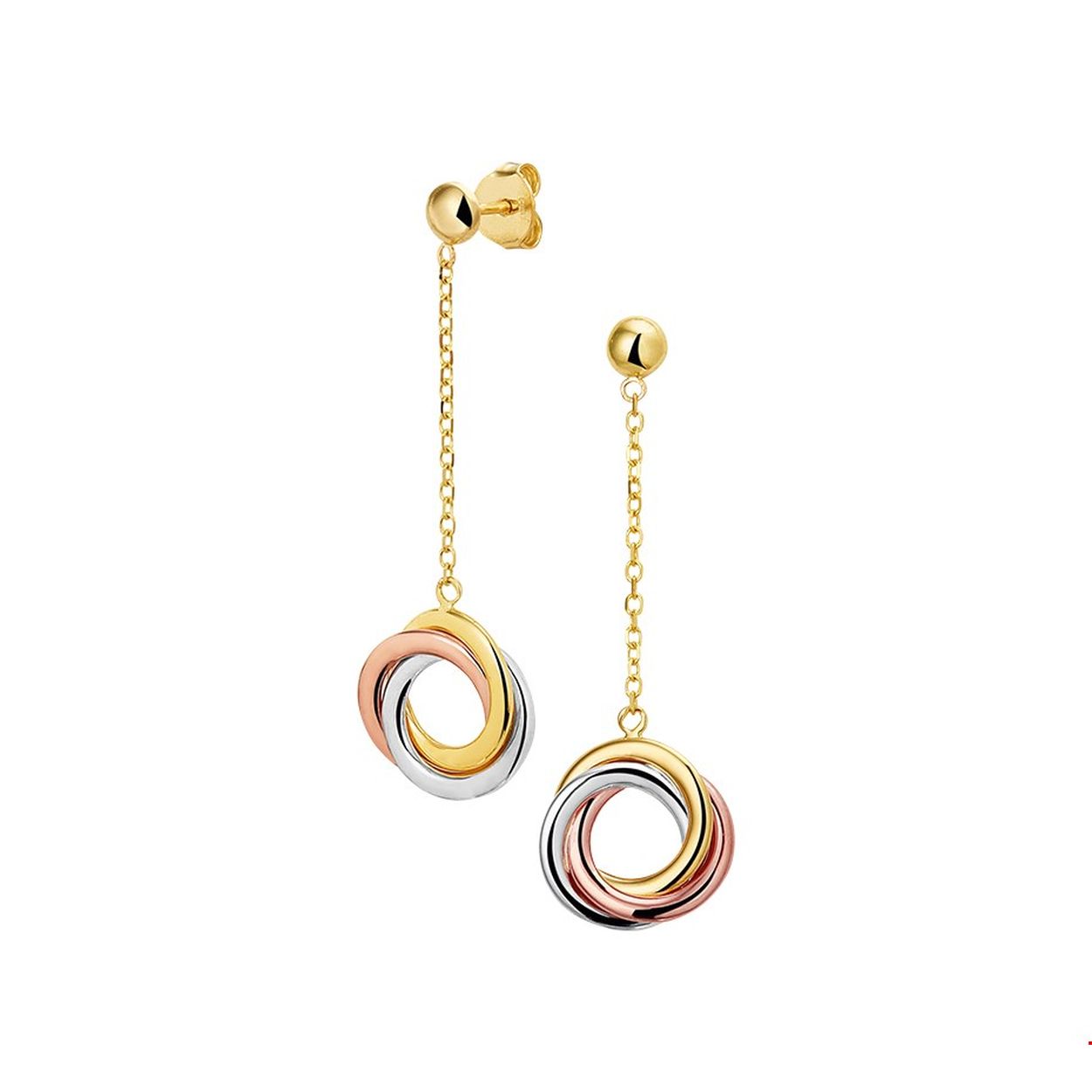 Beschrijving: Tricolor geel rose en witgouden oorhangers uitgevoerd met rondjes van 12mm welke verbonden zijn met een anker schakel. De oorhangers hebben een totale lengte van 4cm.
Verpakt per: 1
Doelgroep: dames
Breedte: 12 mm
Hoogte: 40 mm